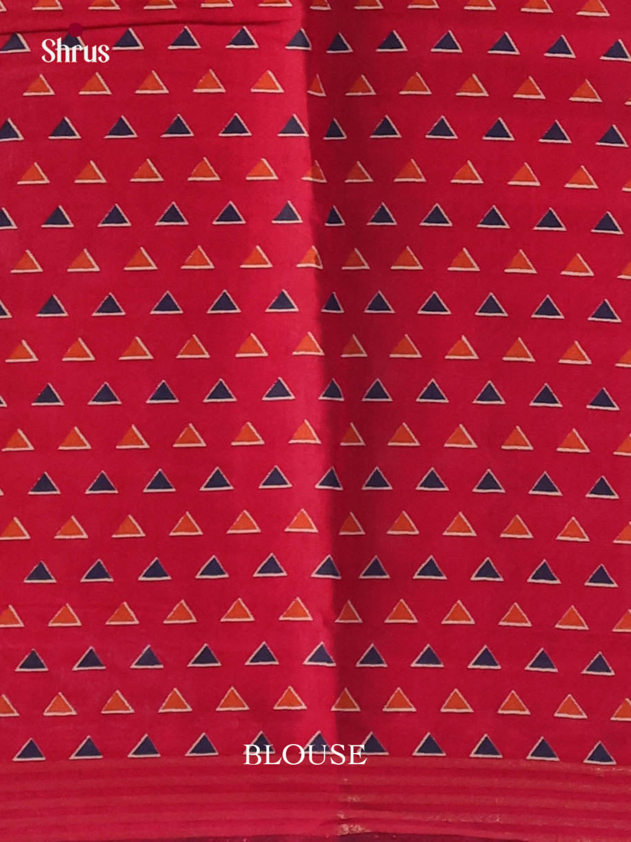 Cream & Red - Art Modal Saree