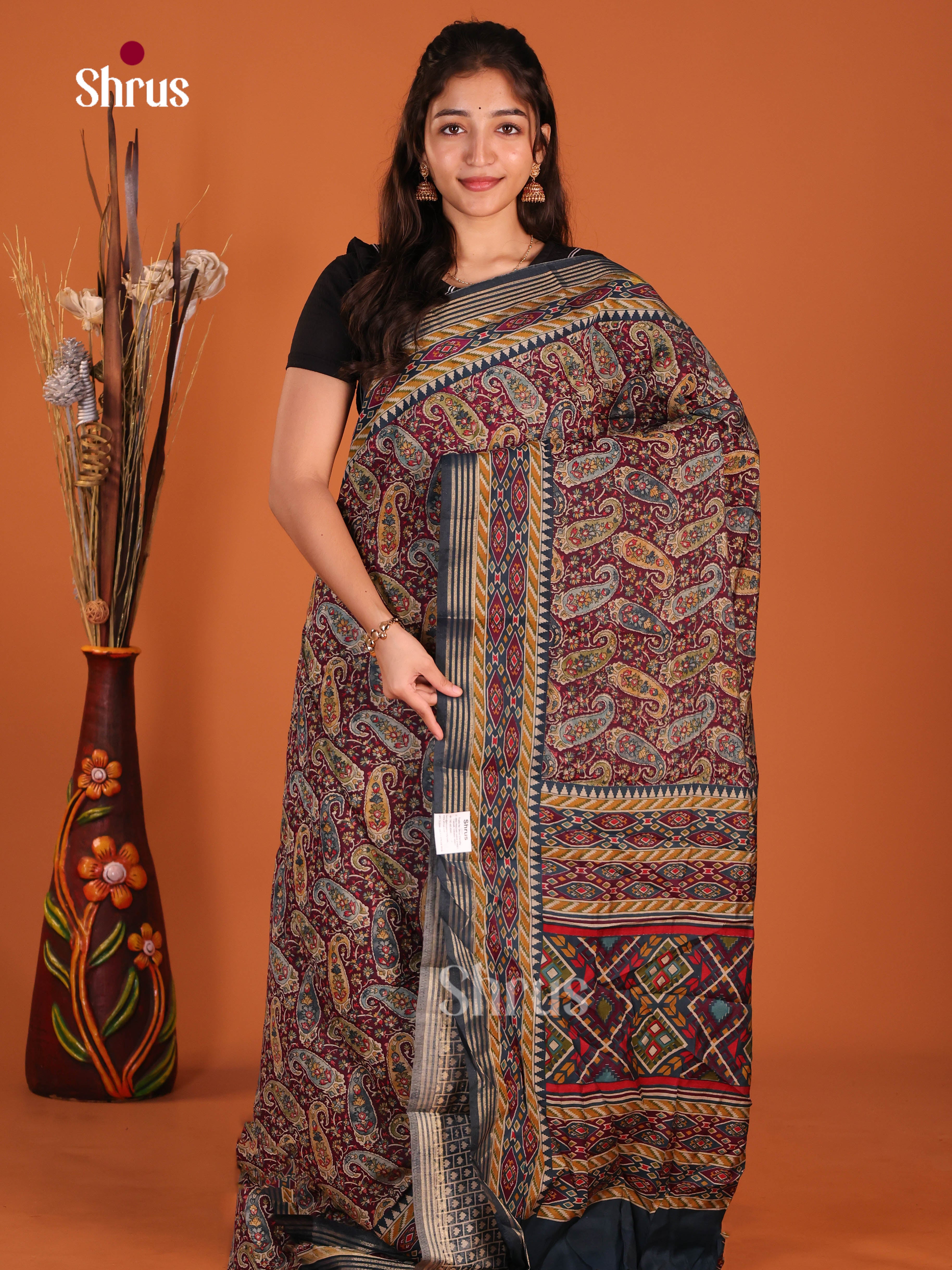 Maroon & Blue- Art Modal Saree