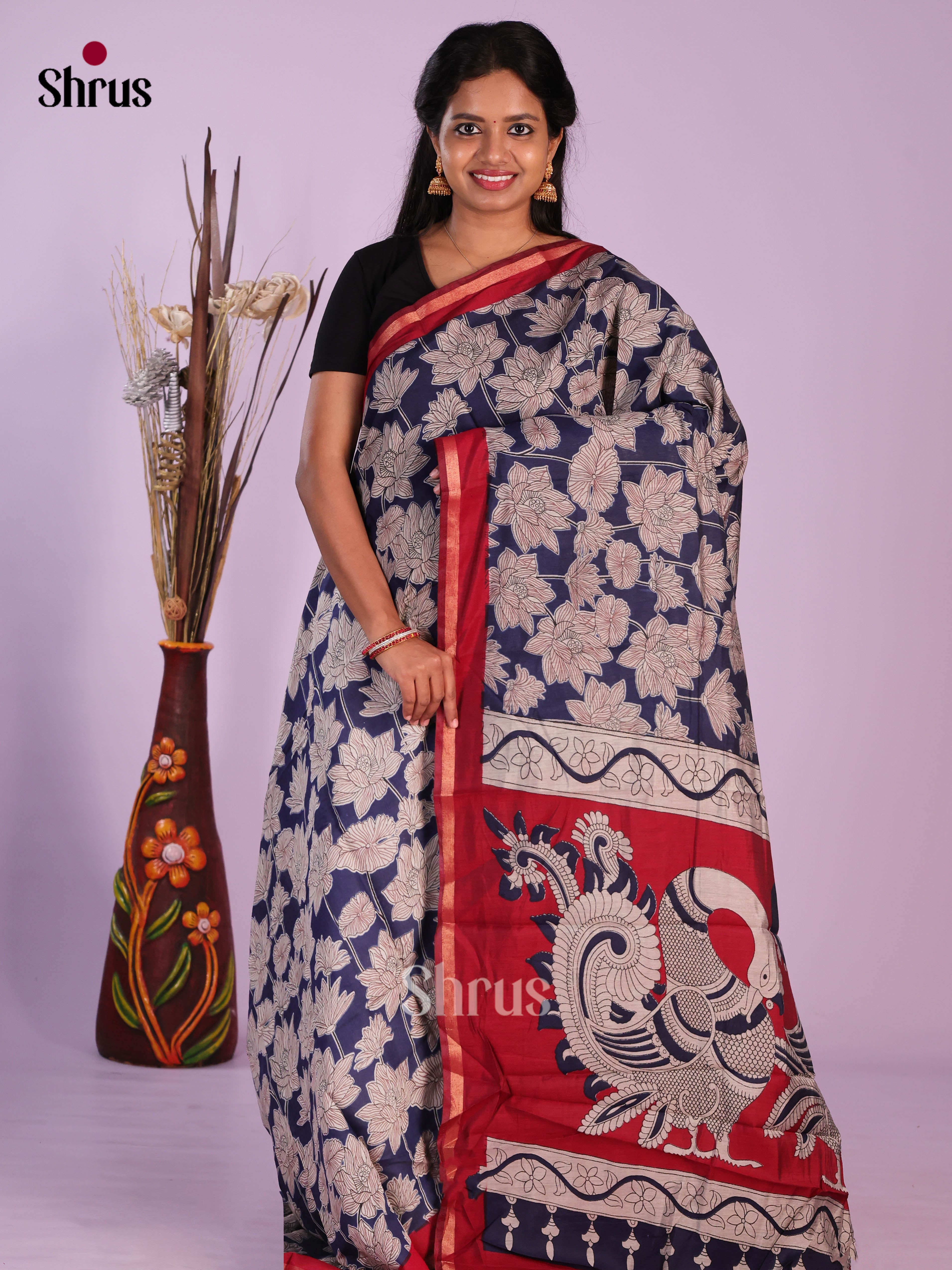 Blue & Red - Art Modal Saree