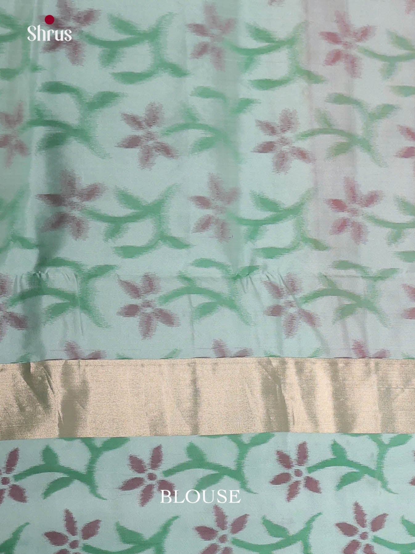 Stunning Orangish Pink Soft Silk Saree with mint green pochampally floral border - Shop on Shrus.com