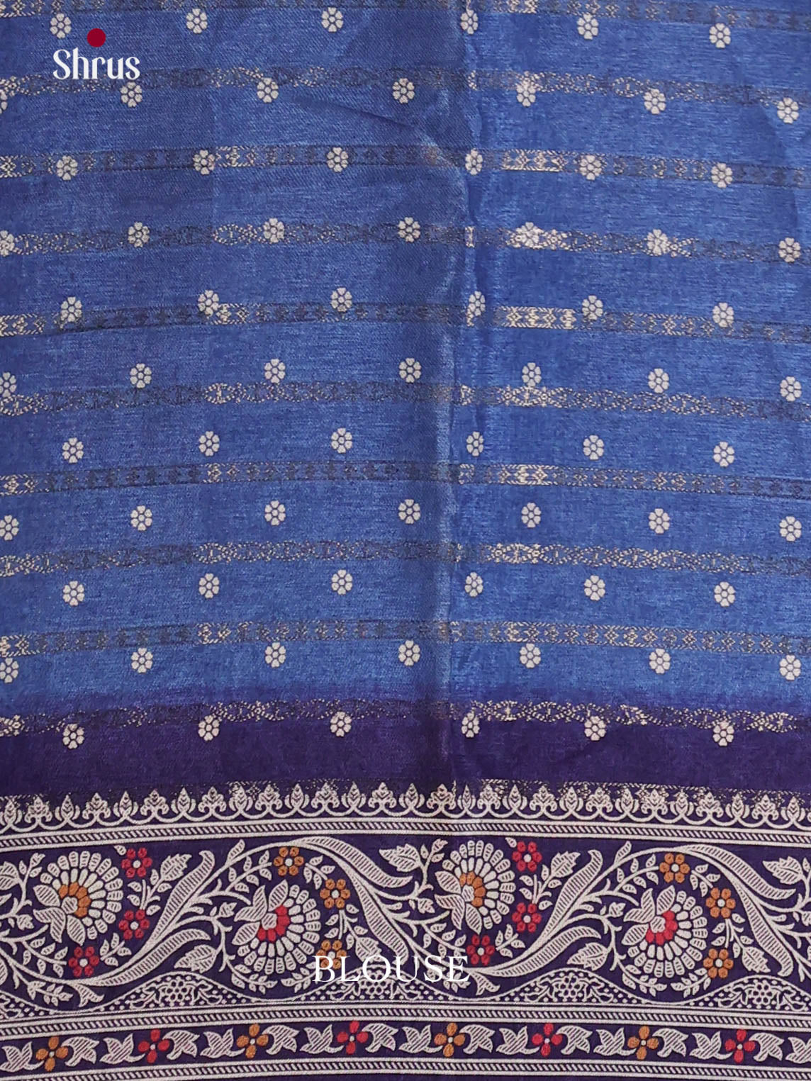 Blue & Navy Blue - Semi Crepe Saree