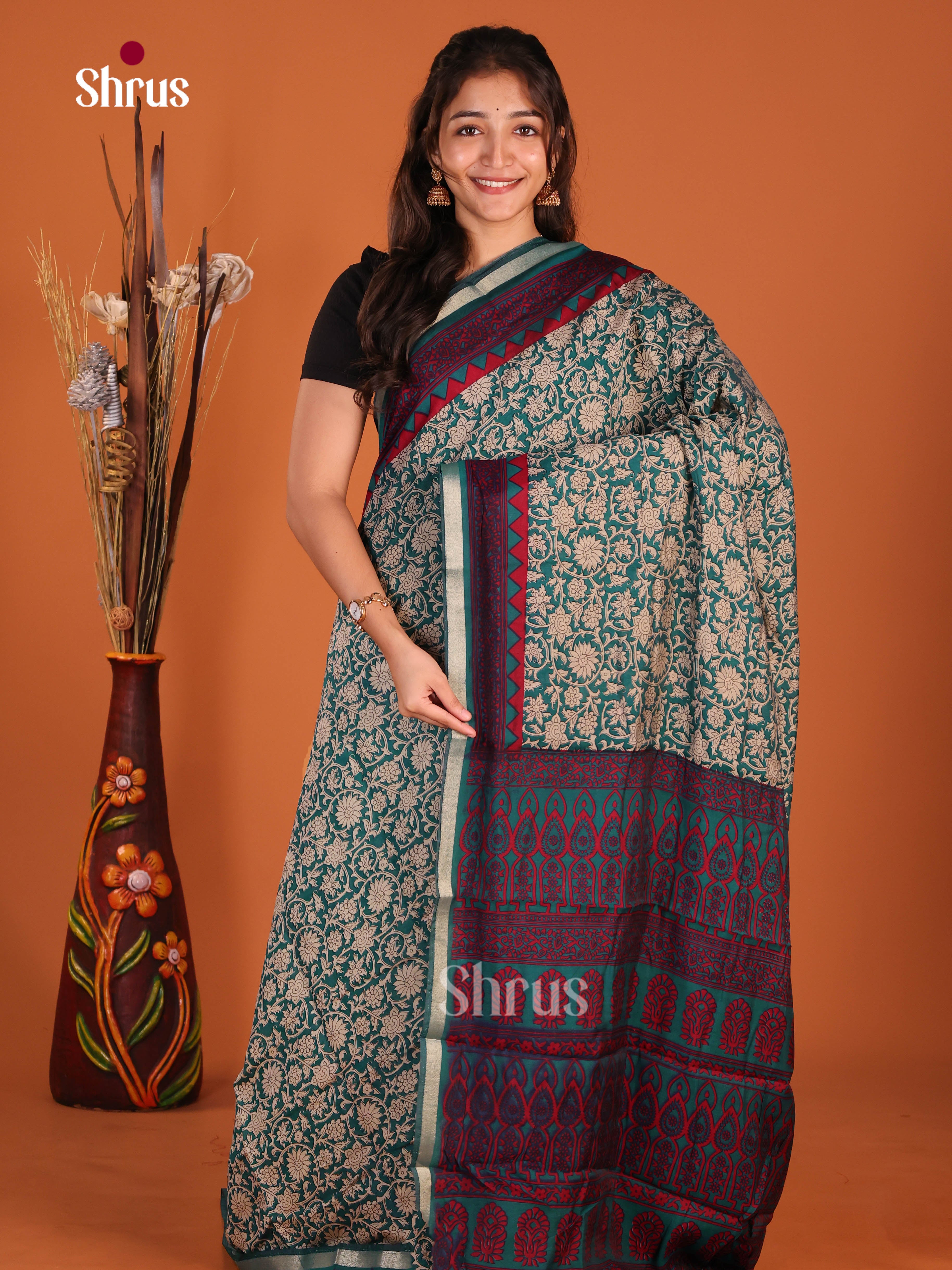 Blue & Red- Art Modal Saree
