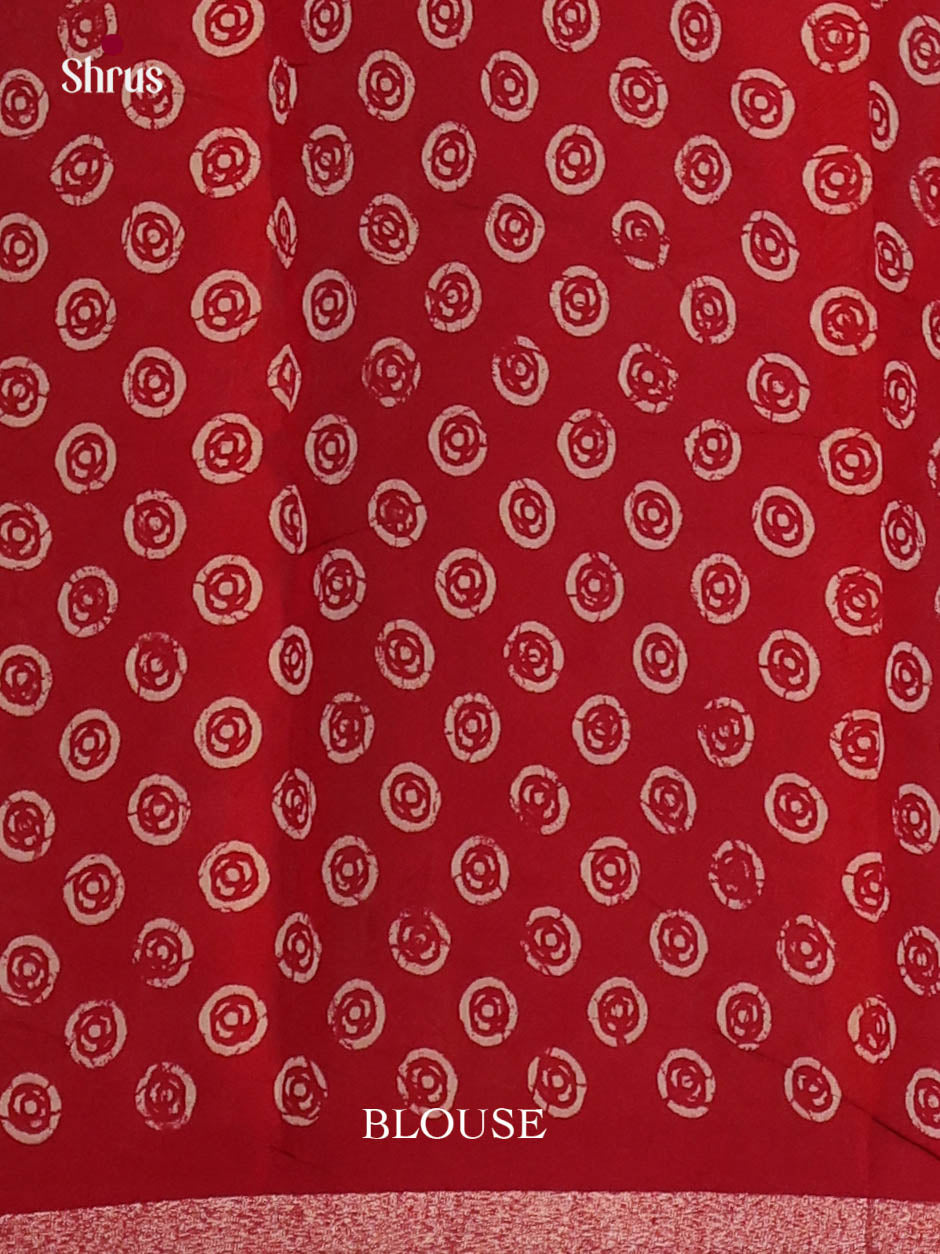 Mustard & Red - Art Modal Saree