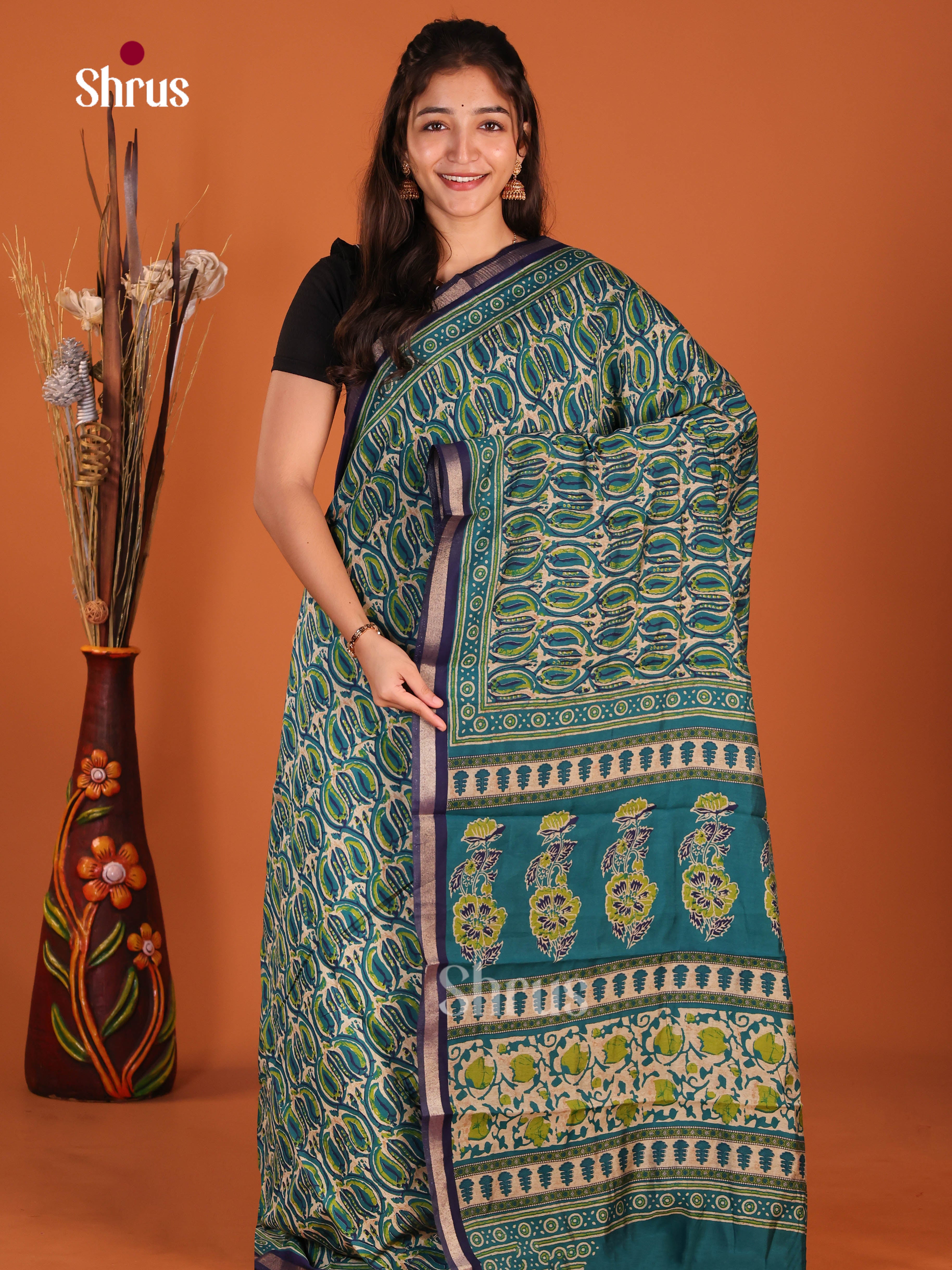 Green & Blue - Art Modal Saree