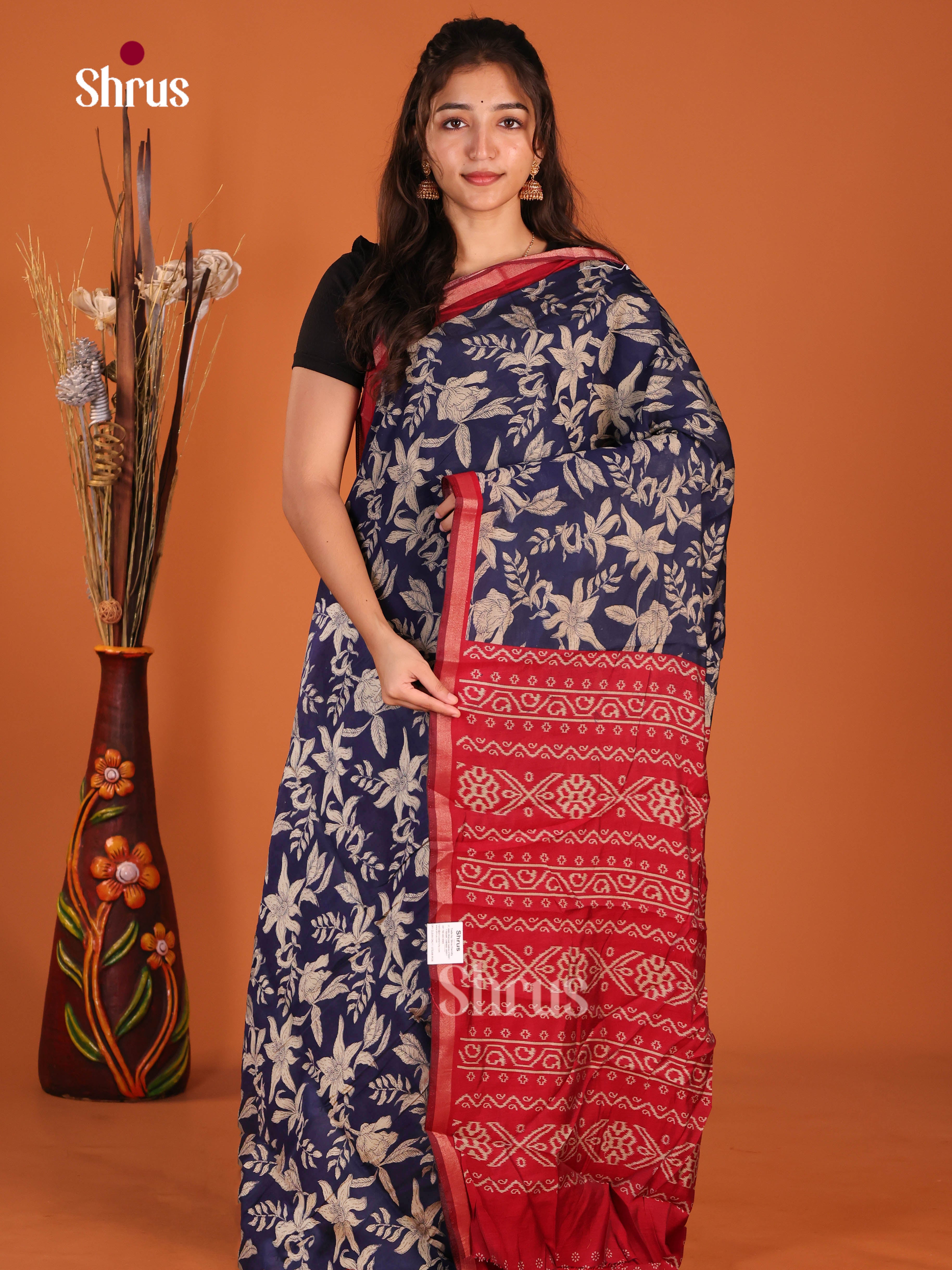 Blue & Red - Art Modal Saree