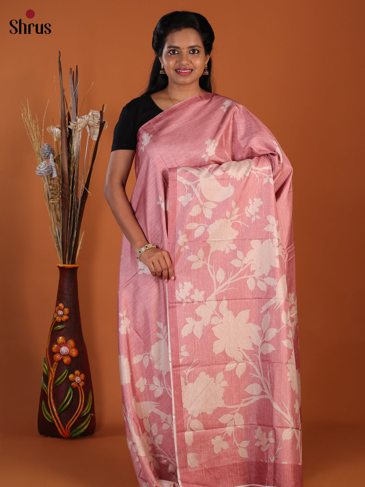 Pink - Semi Modal Saree