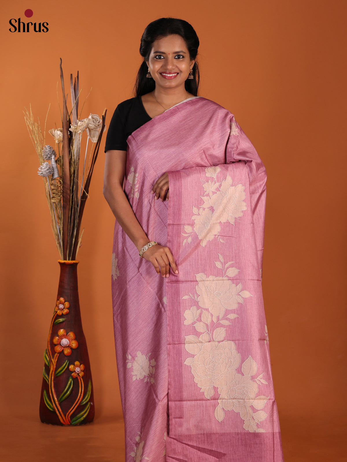 Pink - Semi Modal Saree