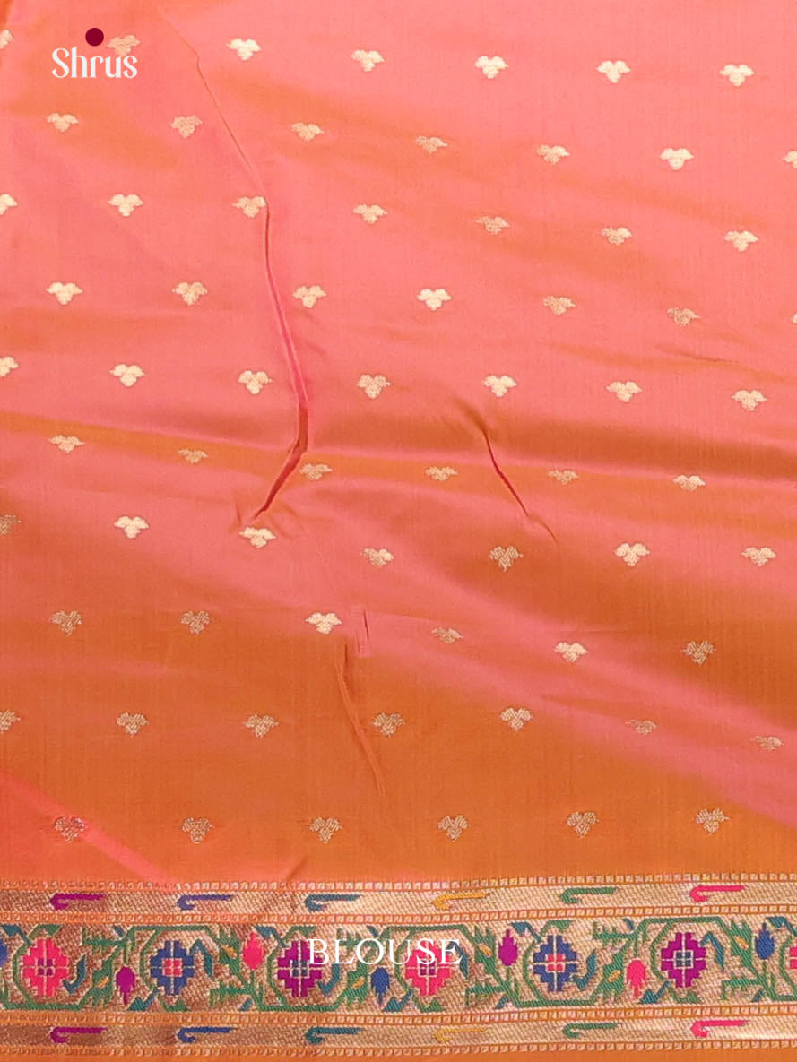 Light Green & Orangish Pink- Semi Softsilk Saree