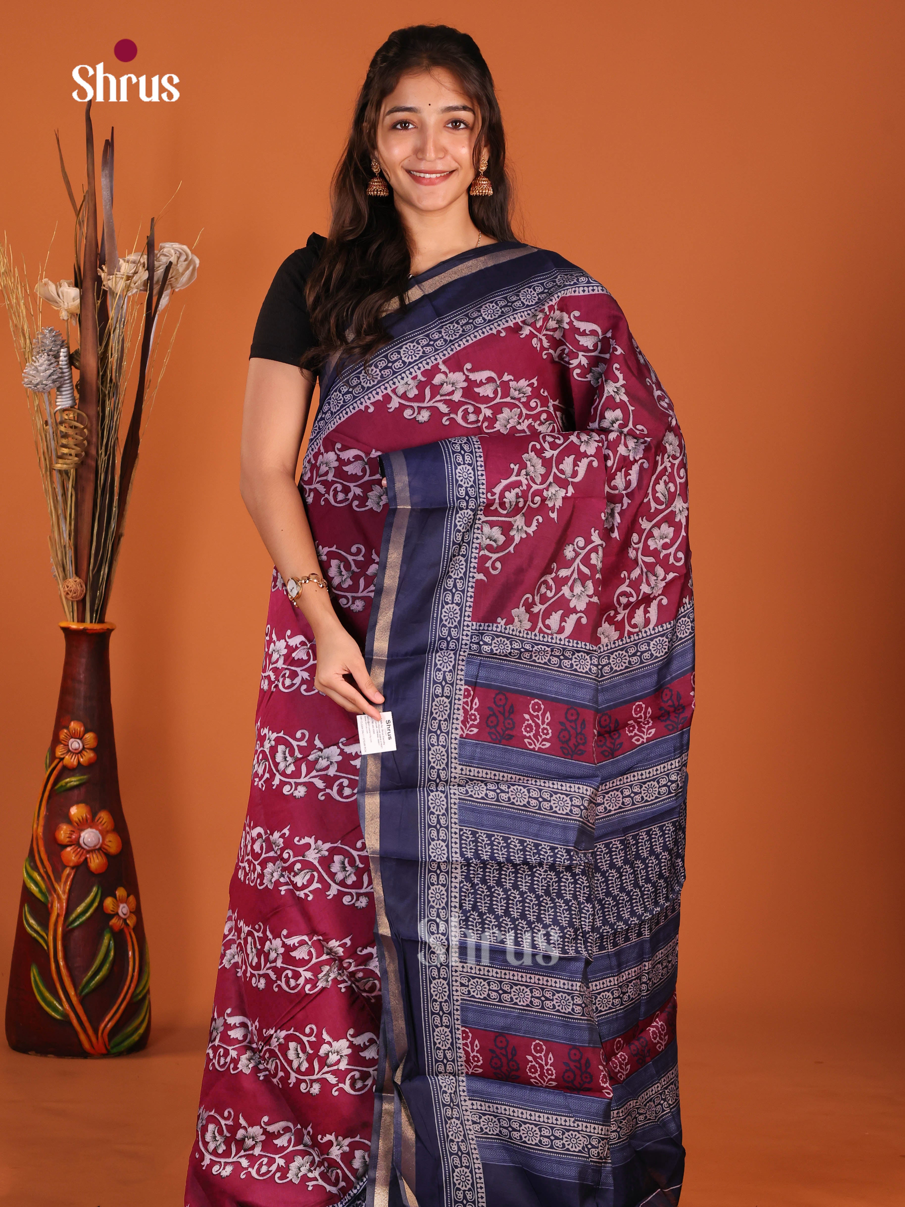 Maroon & Blue- Art Modal Saree