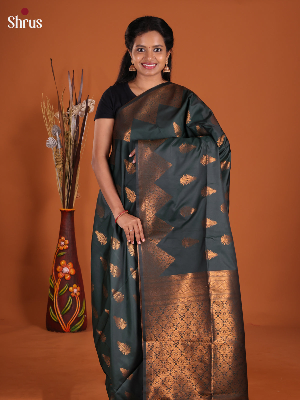 Dark Green - Semi Softsilk Saree