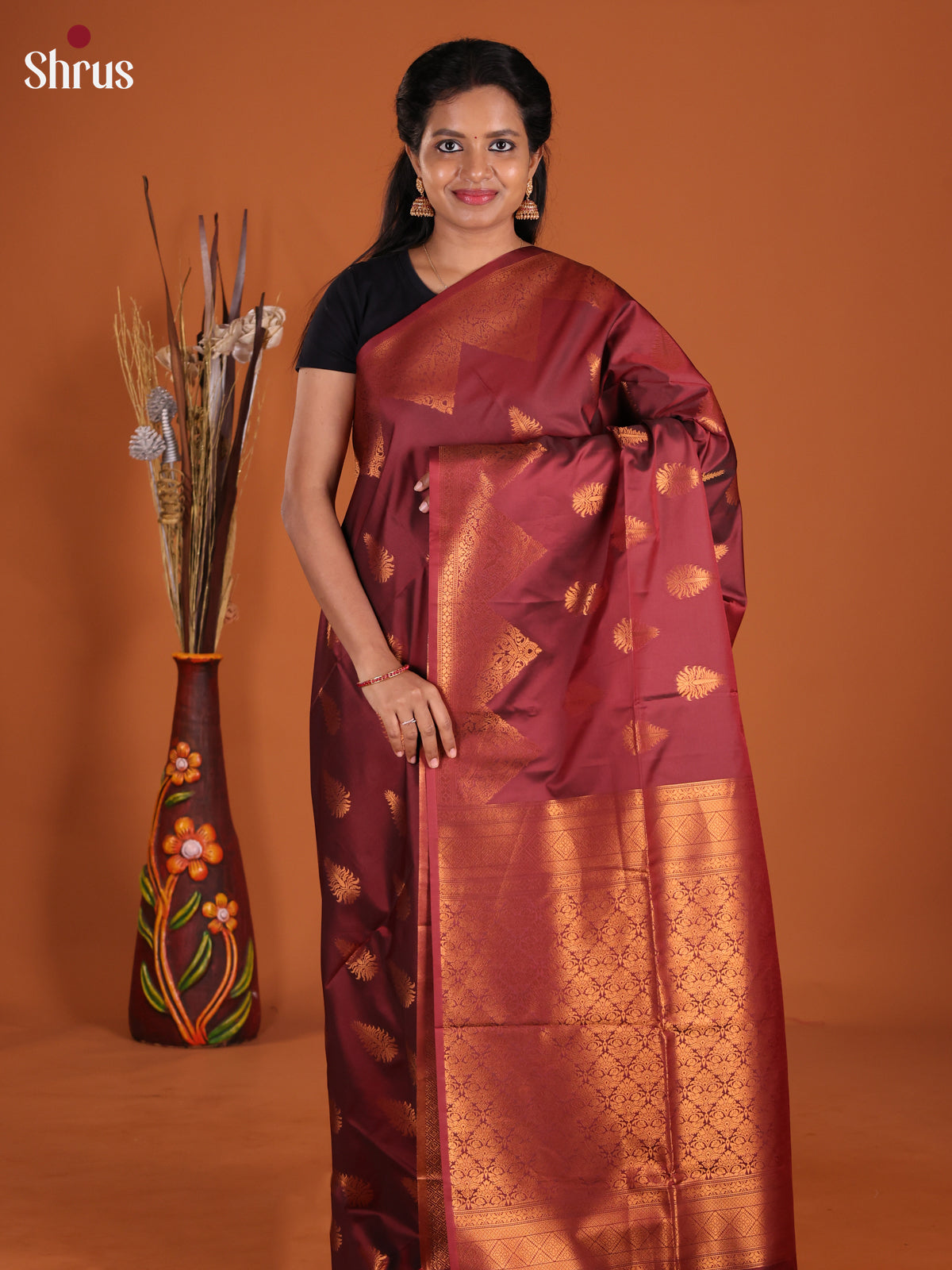 Maroon - Semi Softsilk Saree
