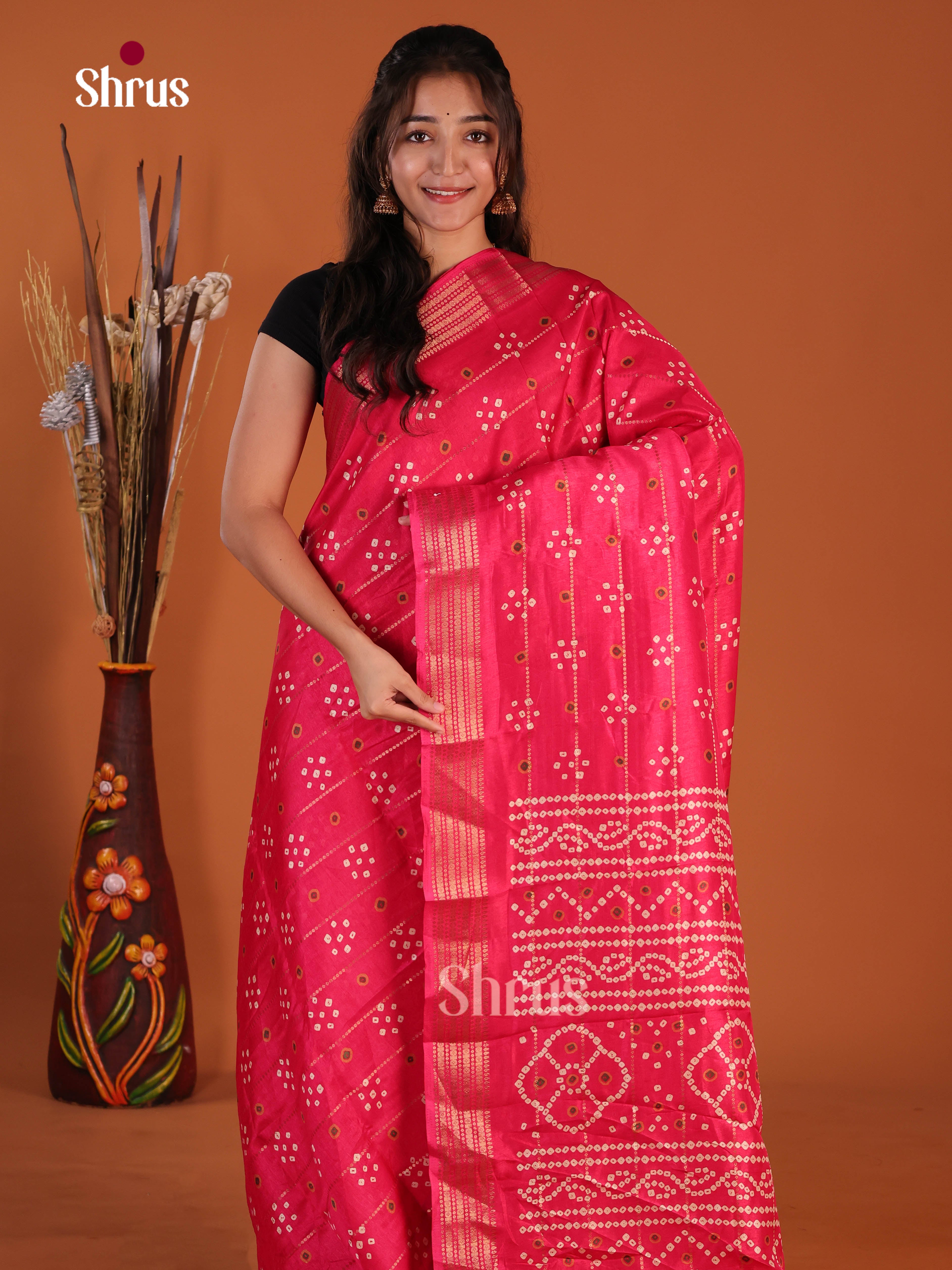 Pink - Semi Crepe Saree - Shop on Shrus.com