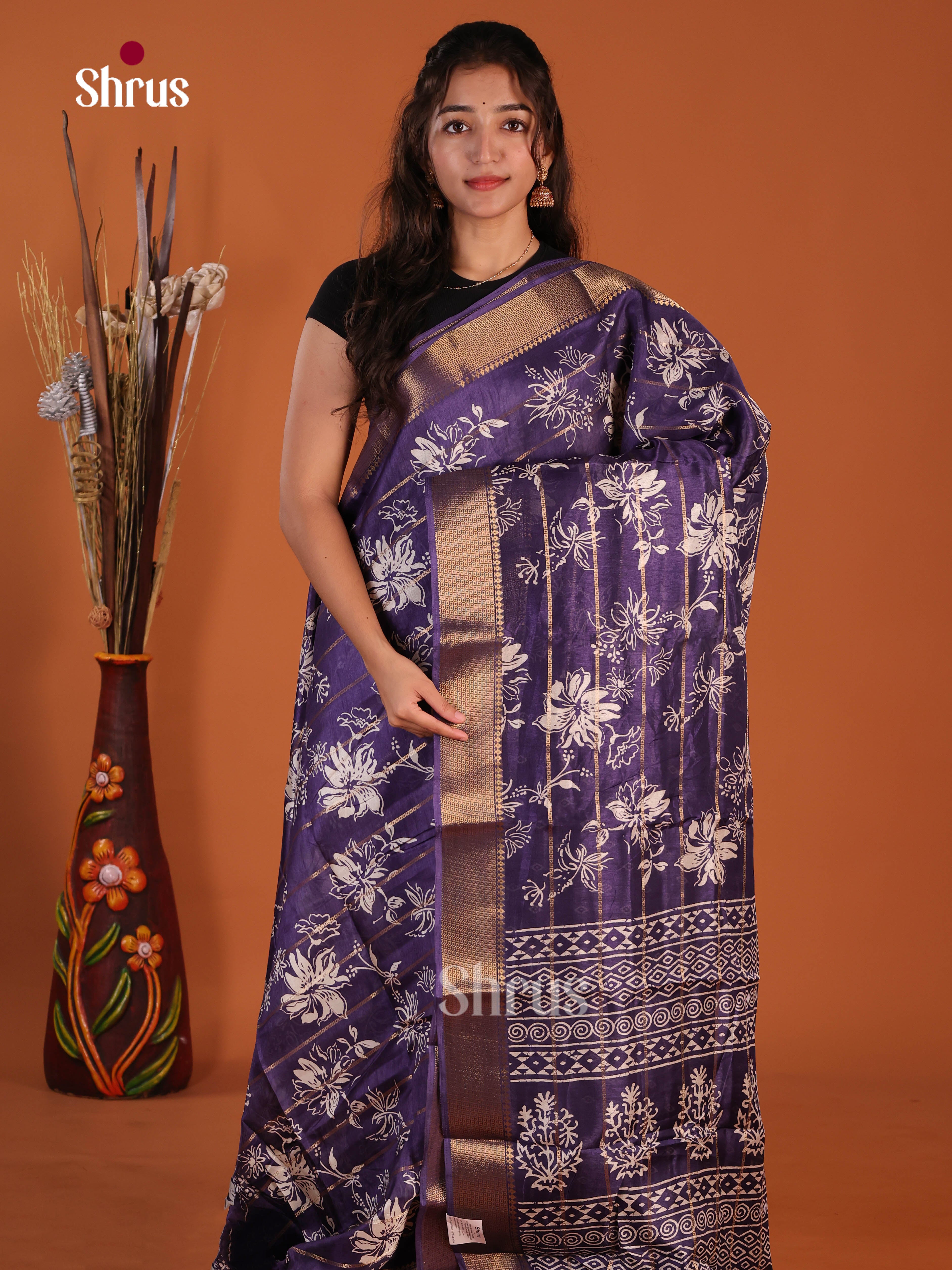 Violet - Semi Crepe Saree - Shop on Shrus.com