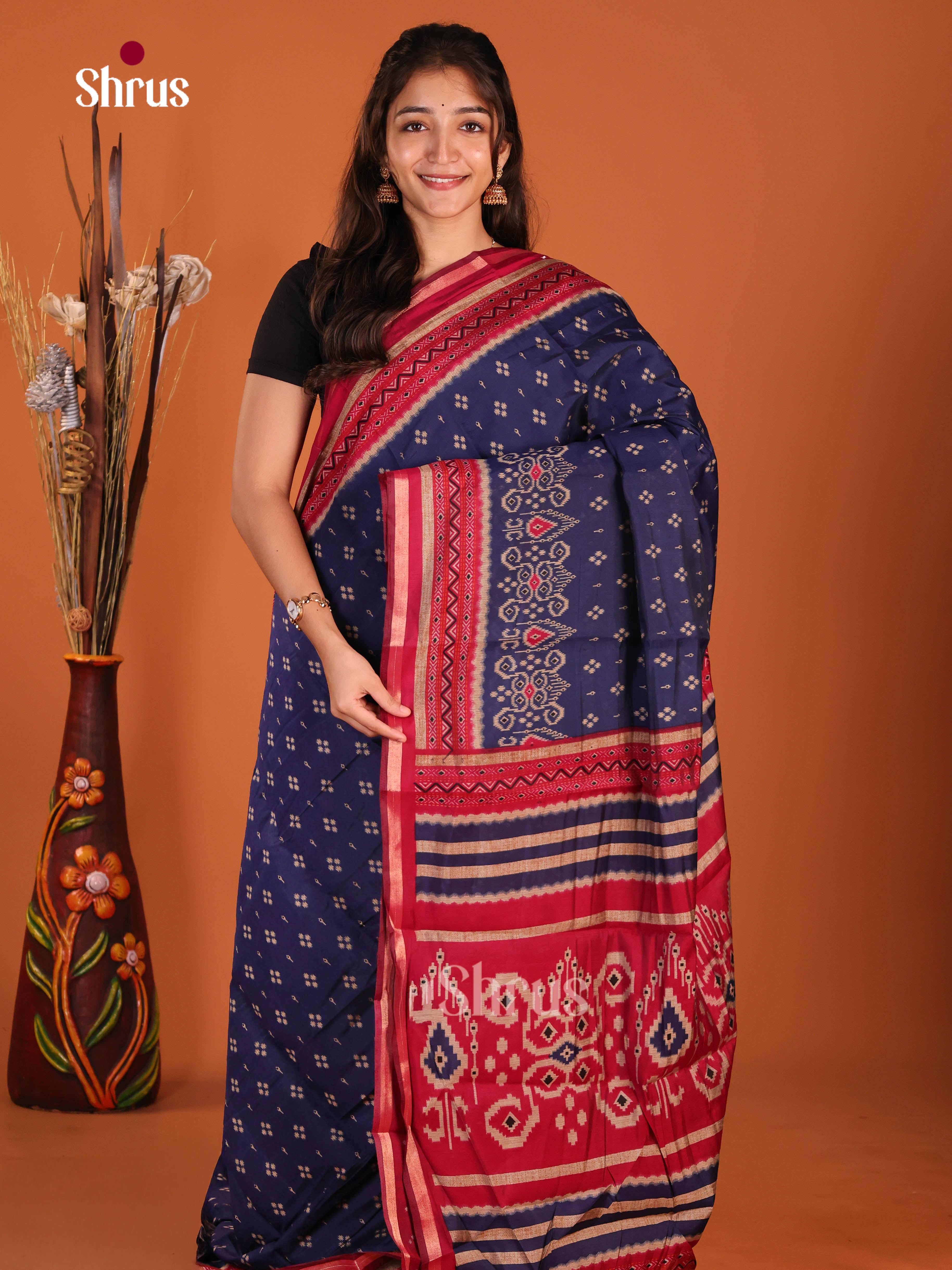 Blue & Red- Art Modal Saree