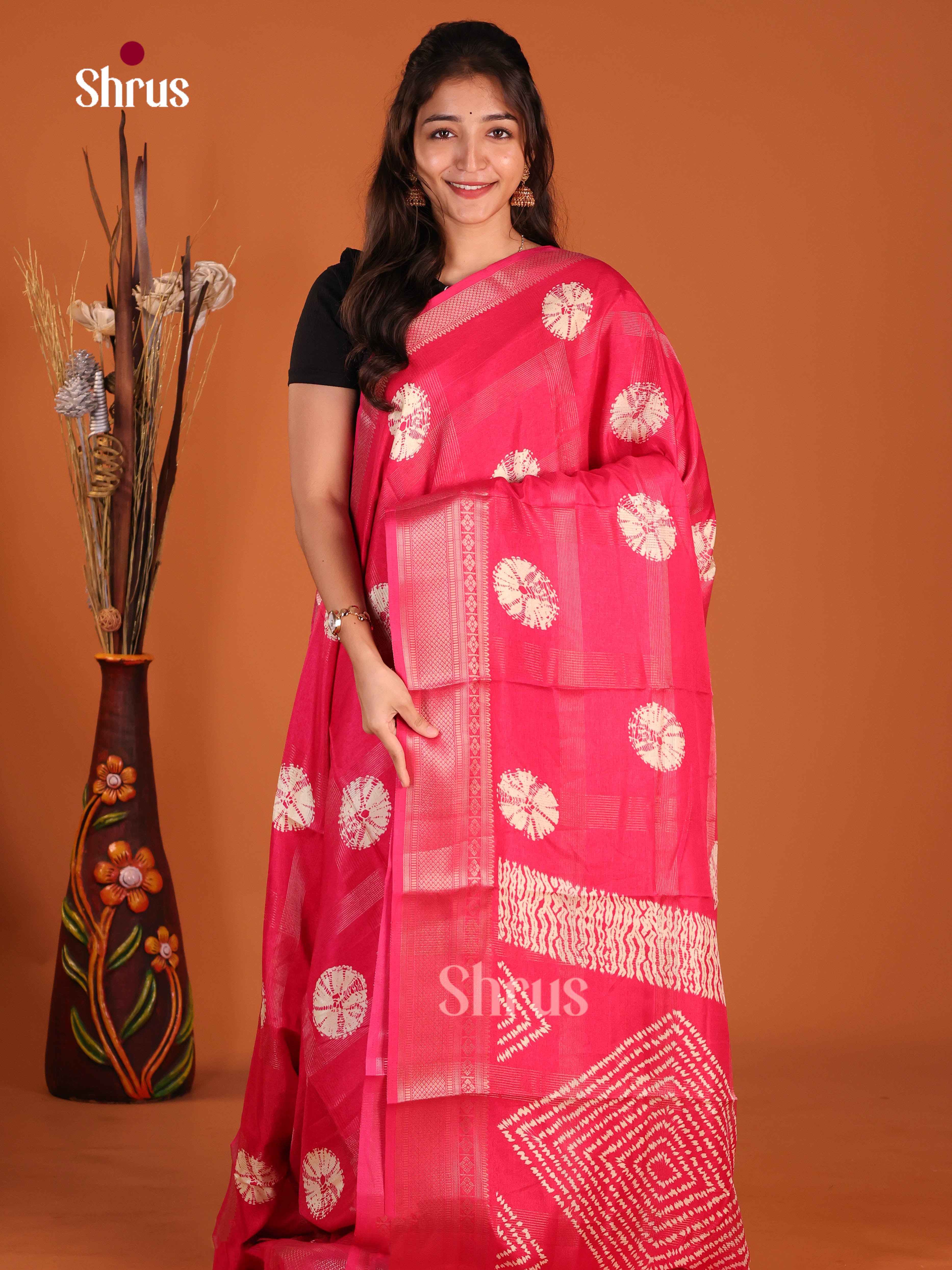 Pink - Semi Crepe Saree - Shop on Shrus.com