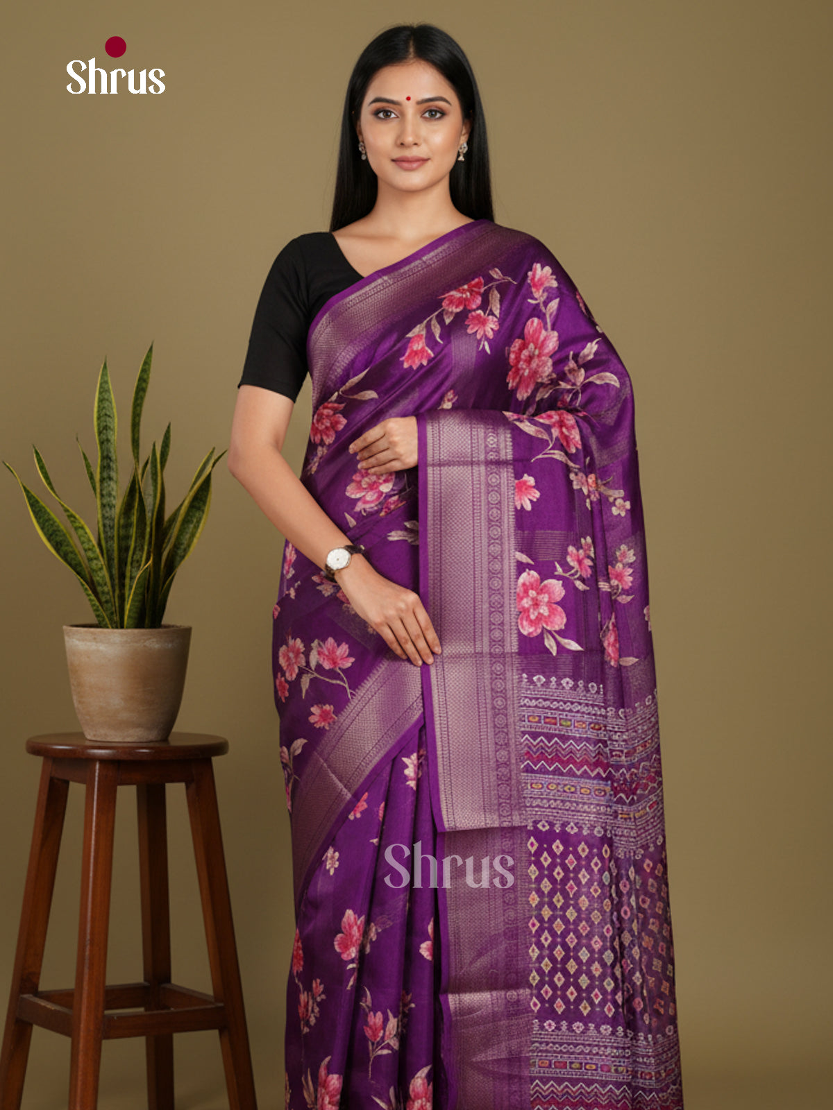 DJS10001 - Semi Crepe Saree - Shop on Shrus.com