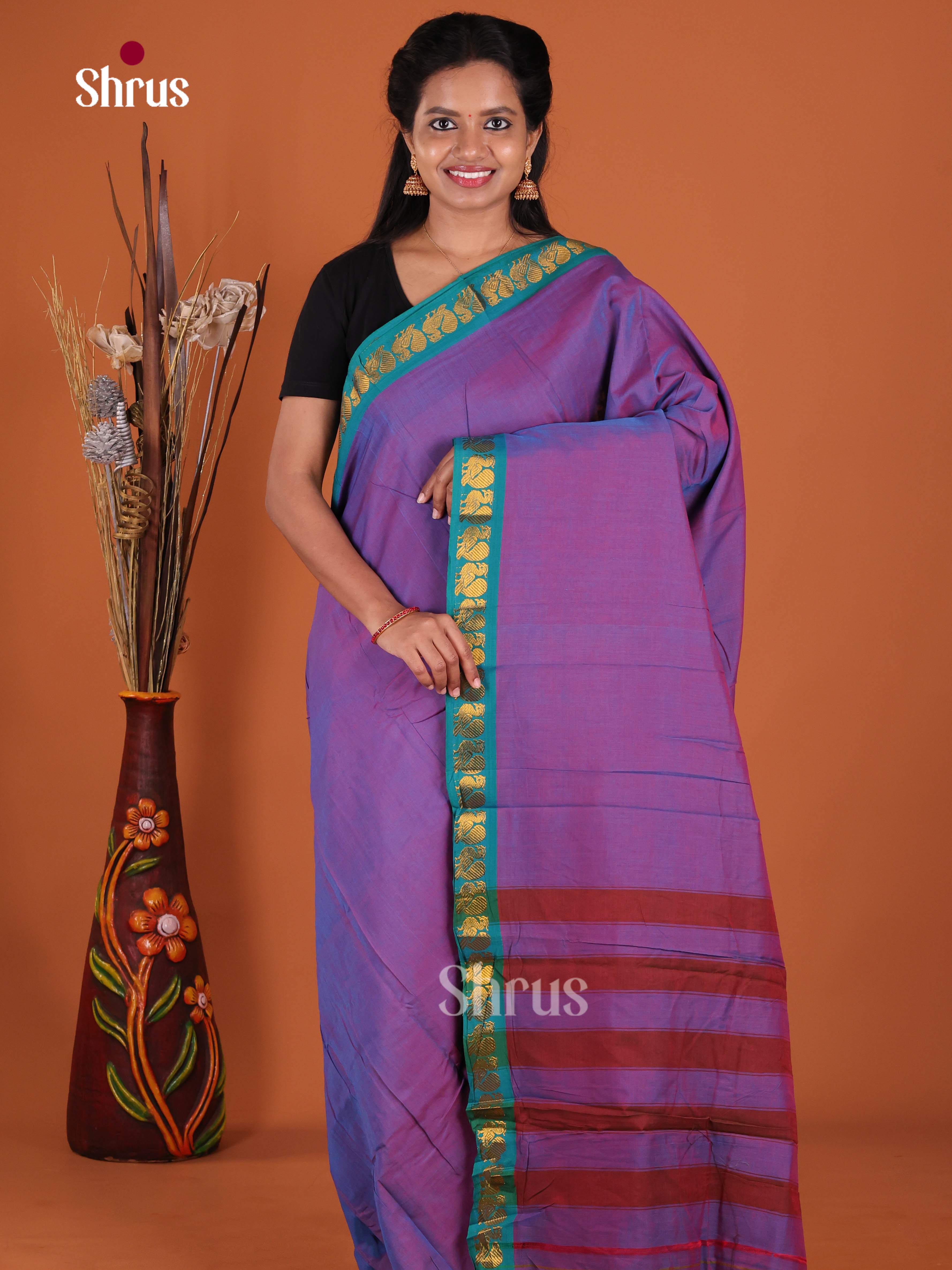 Purple & Blue- Narayanpet Cotton Saree