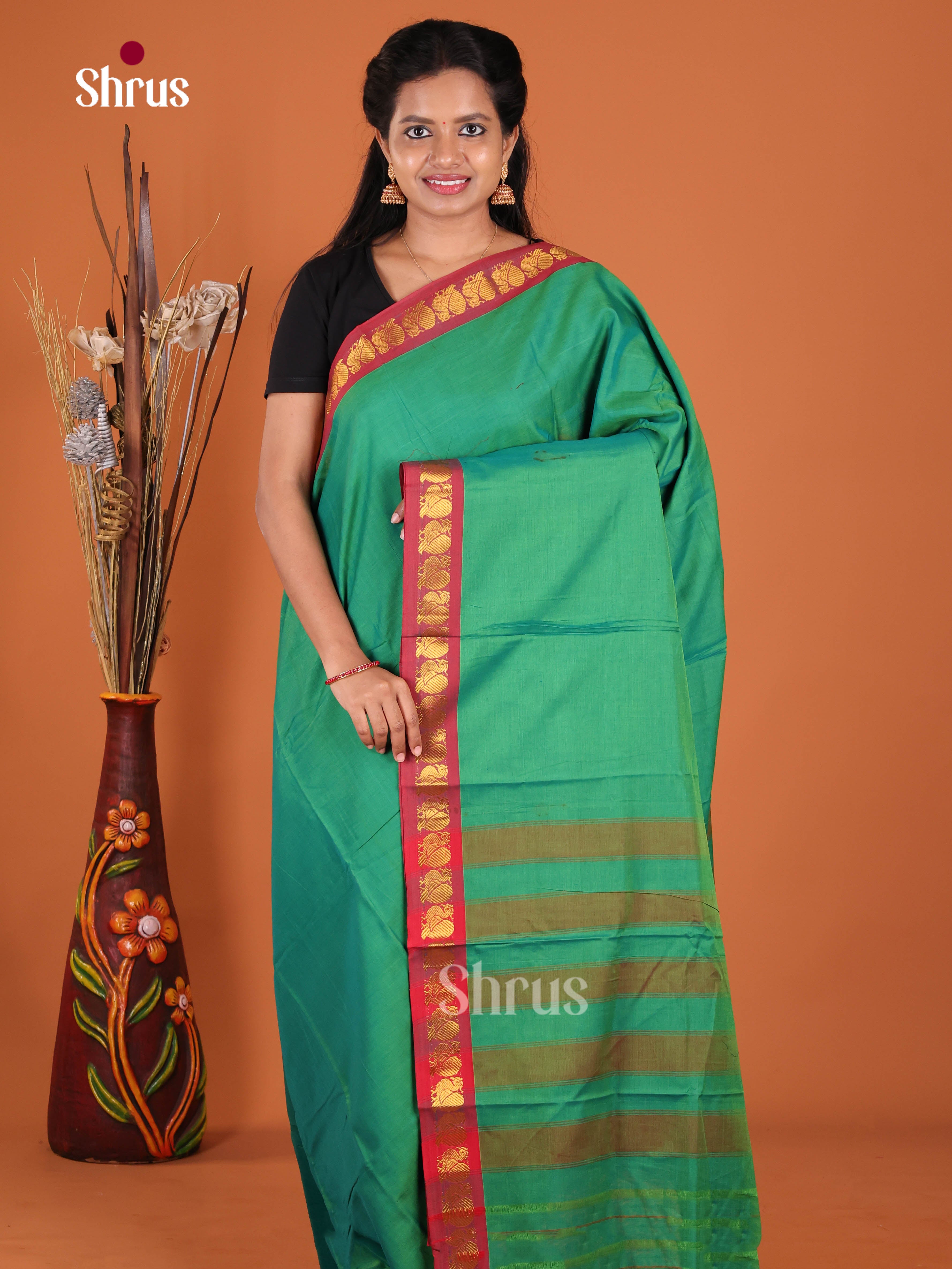 Green & Red - Narayanpet Cotton Saree