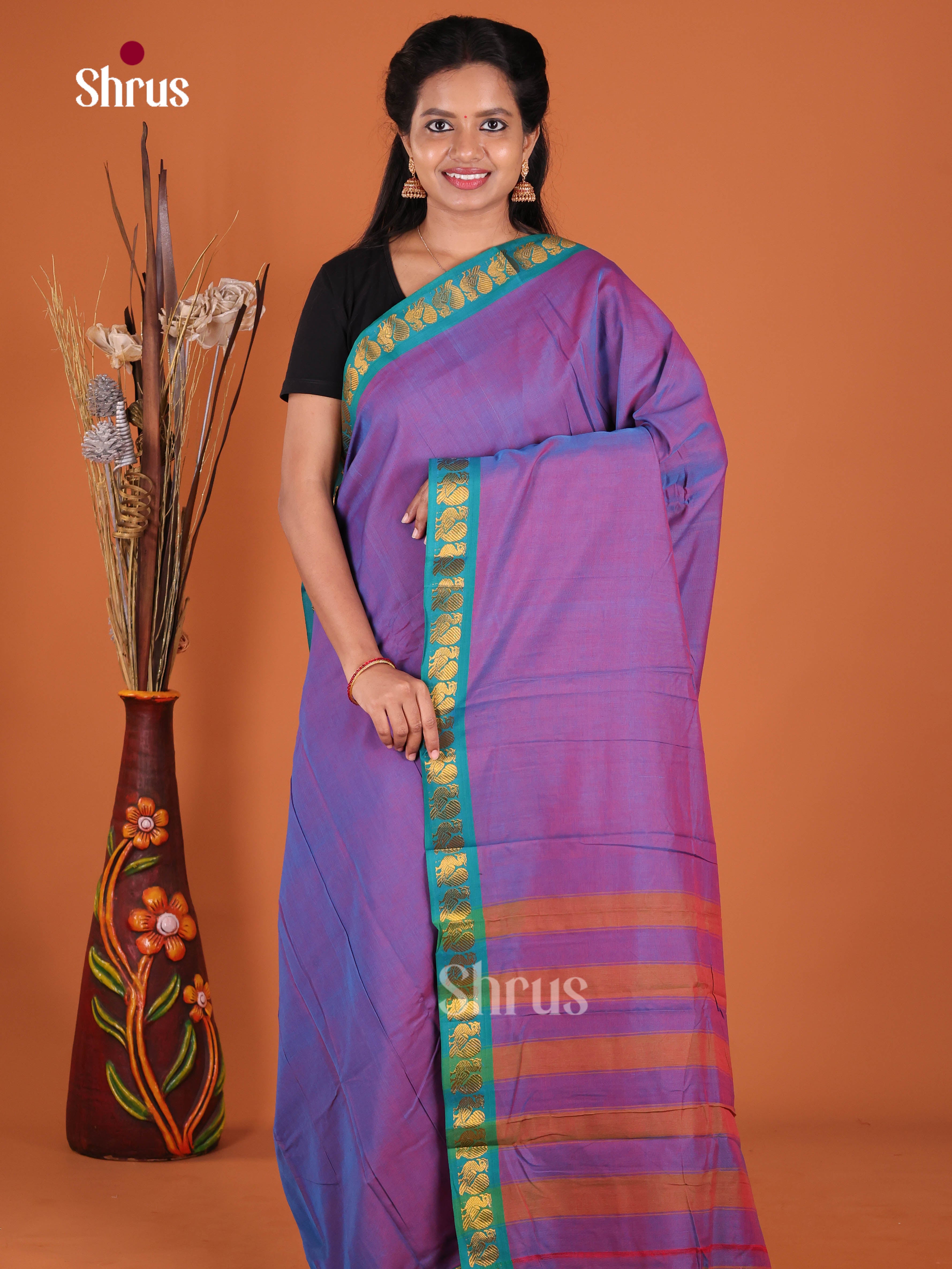 Purple & Green - Narayanpet Cotton Saree