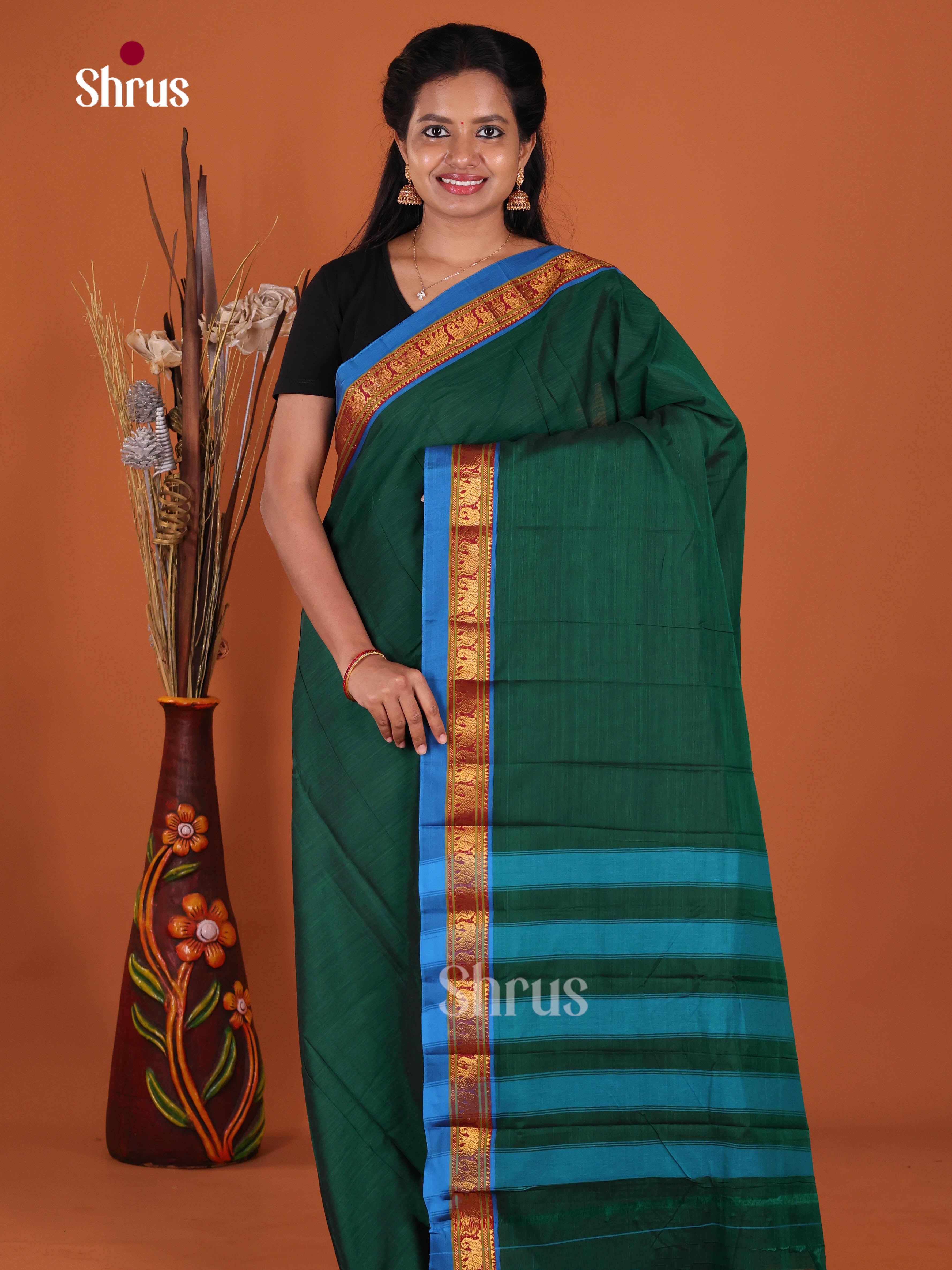 Green & Blue- Narayanpet Cotton Saree