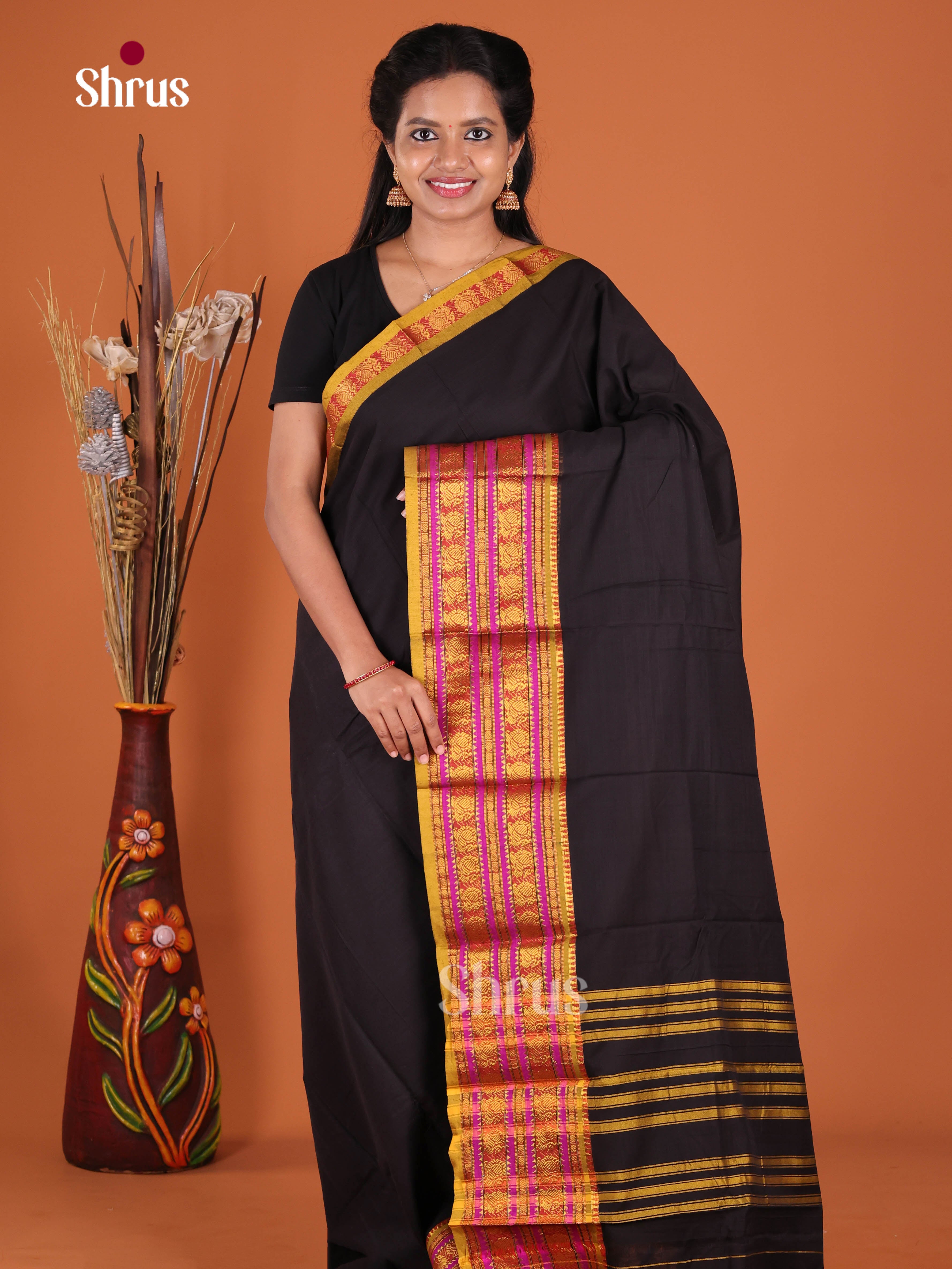 Black & Yellow - Narayanpet Cotton Saree