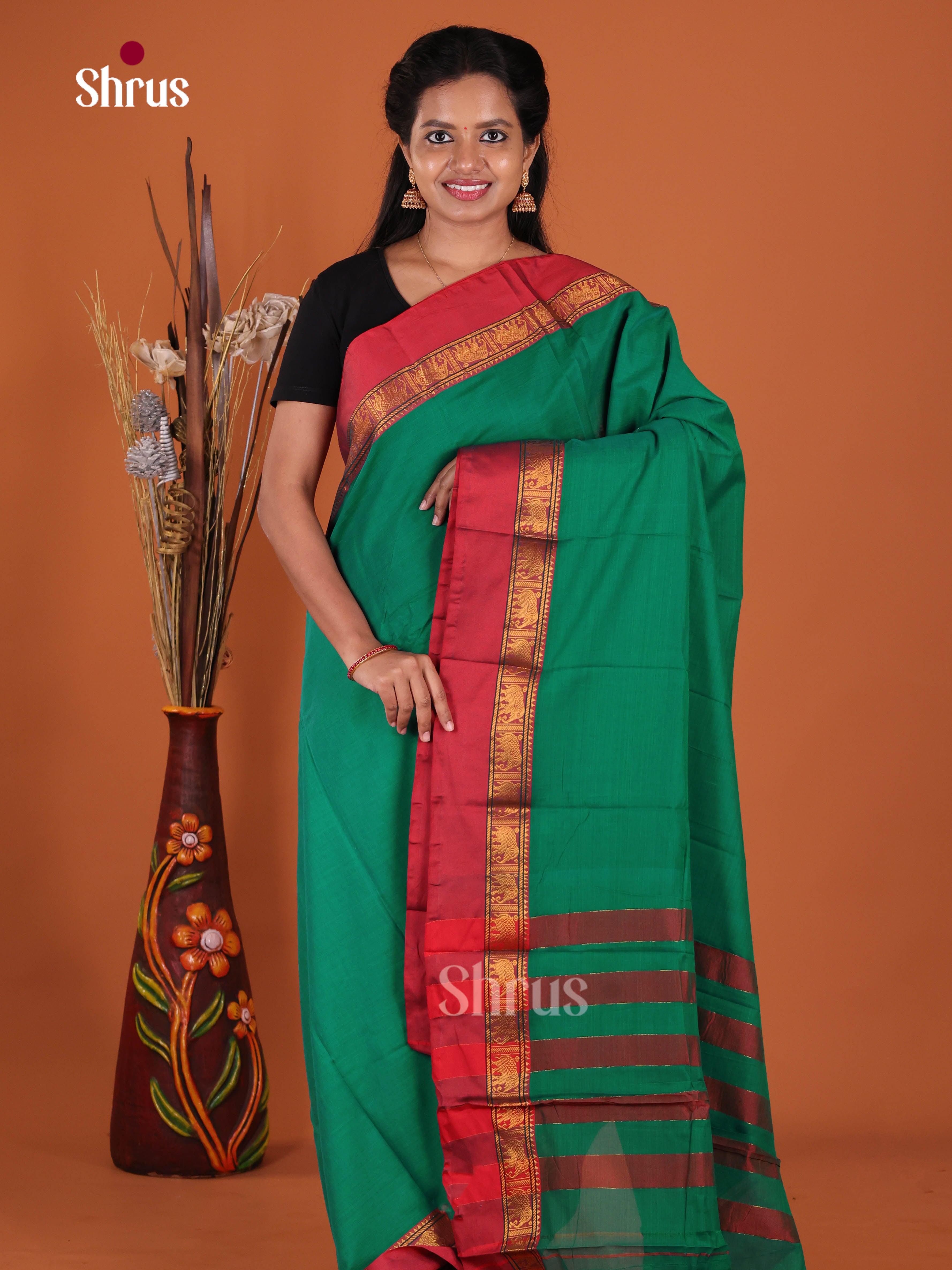 Green & Red - Narayanpet Cotton Saree