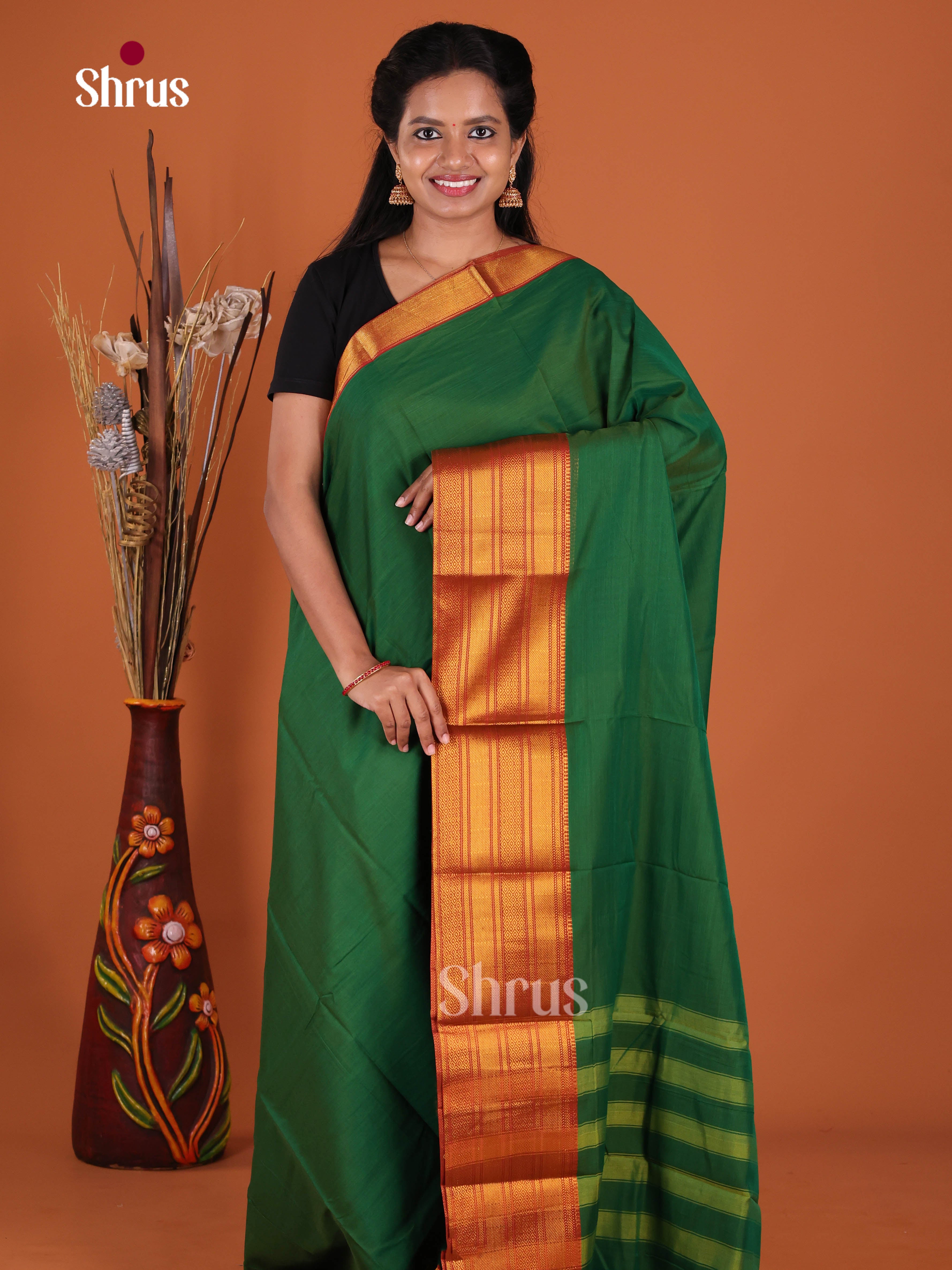 Green & Red - Narayanpet Cotton Saree