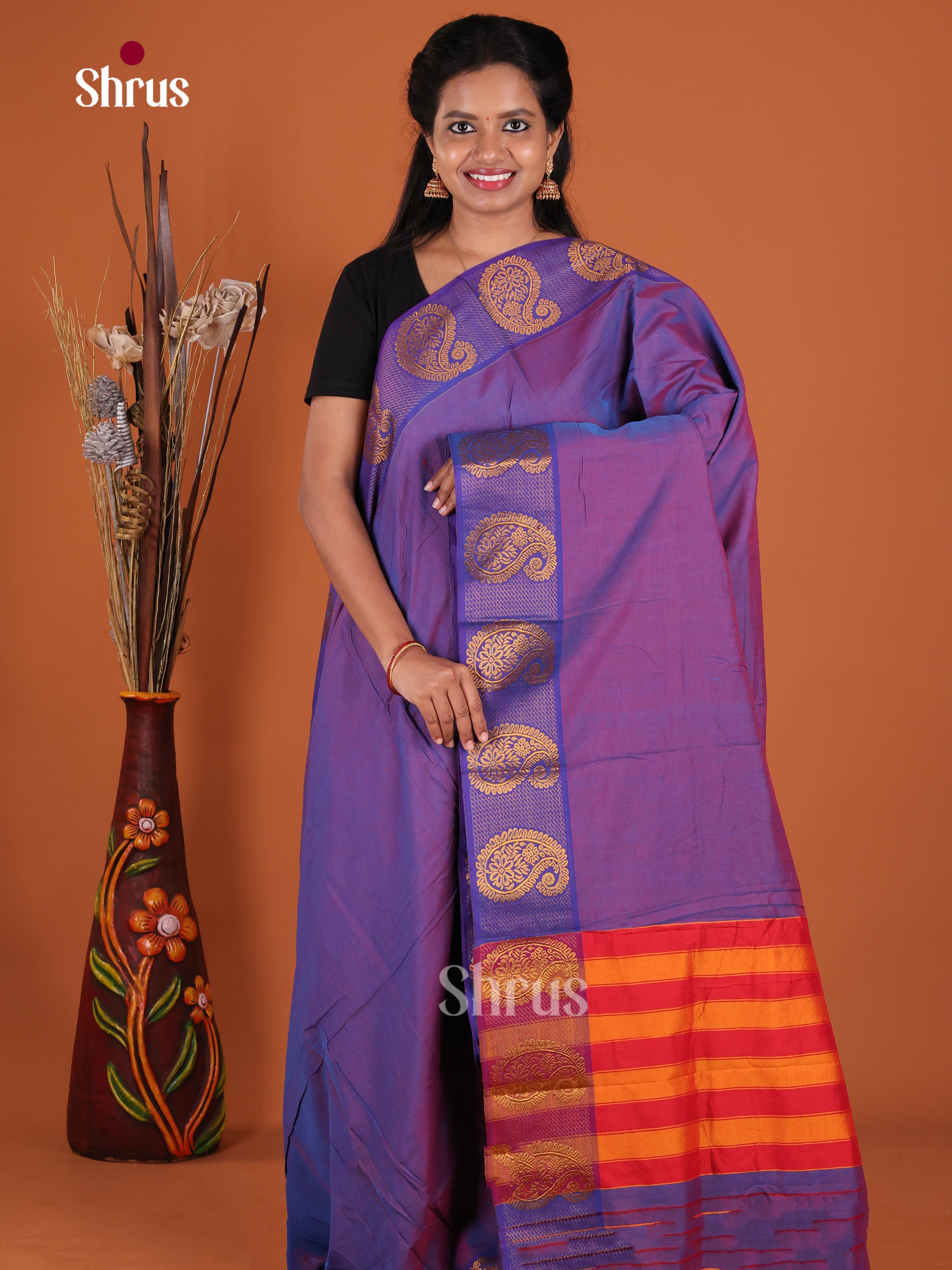 Purple & Blue - Narayanpet Cotton Saree