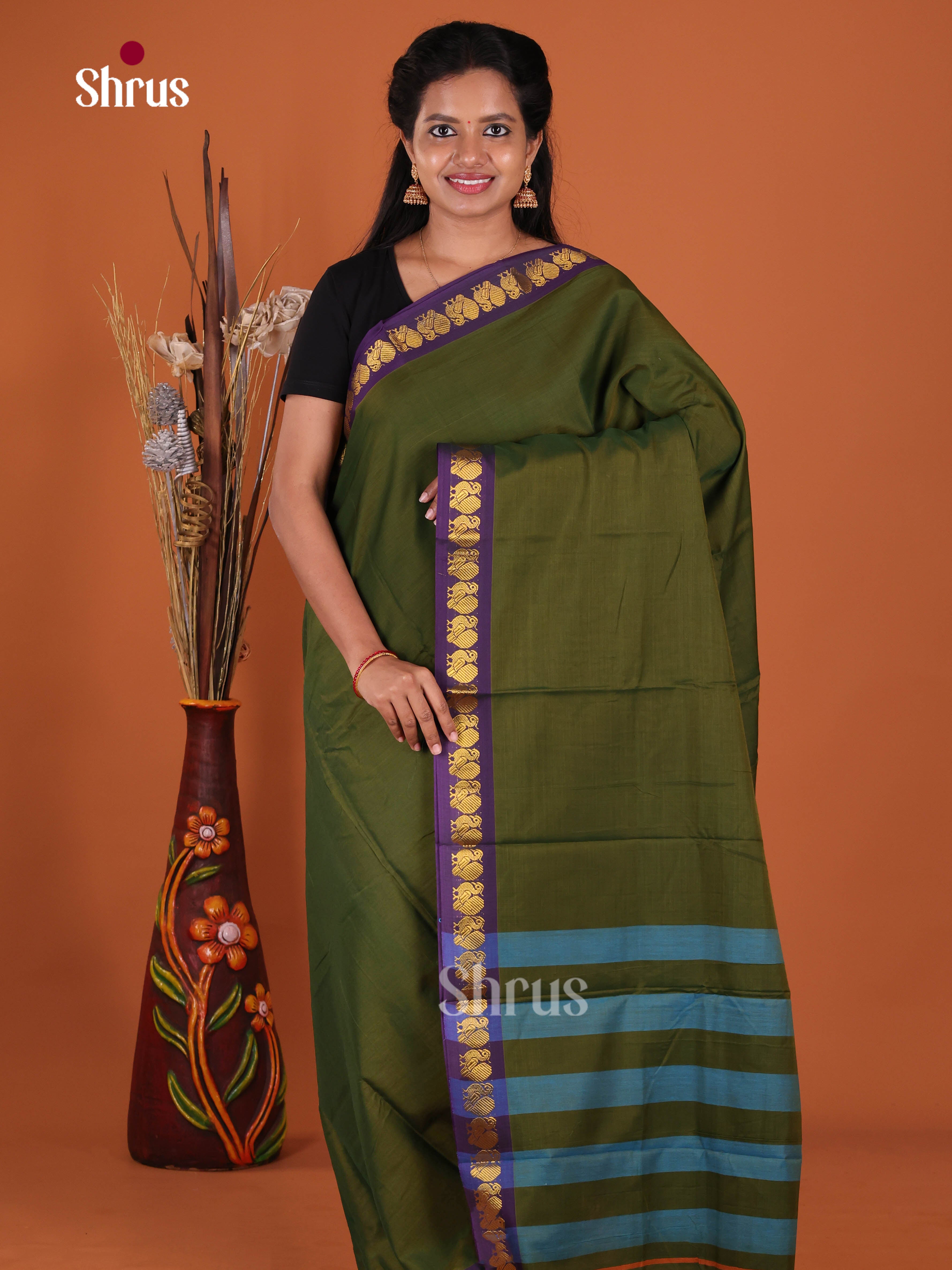 Green & Blue- Narayanpet Cotton Saree