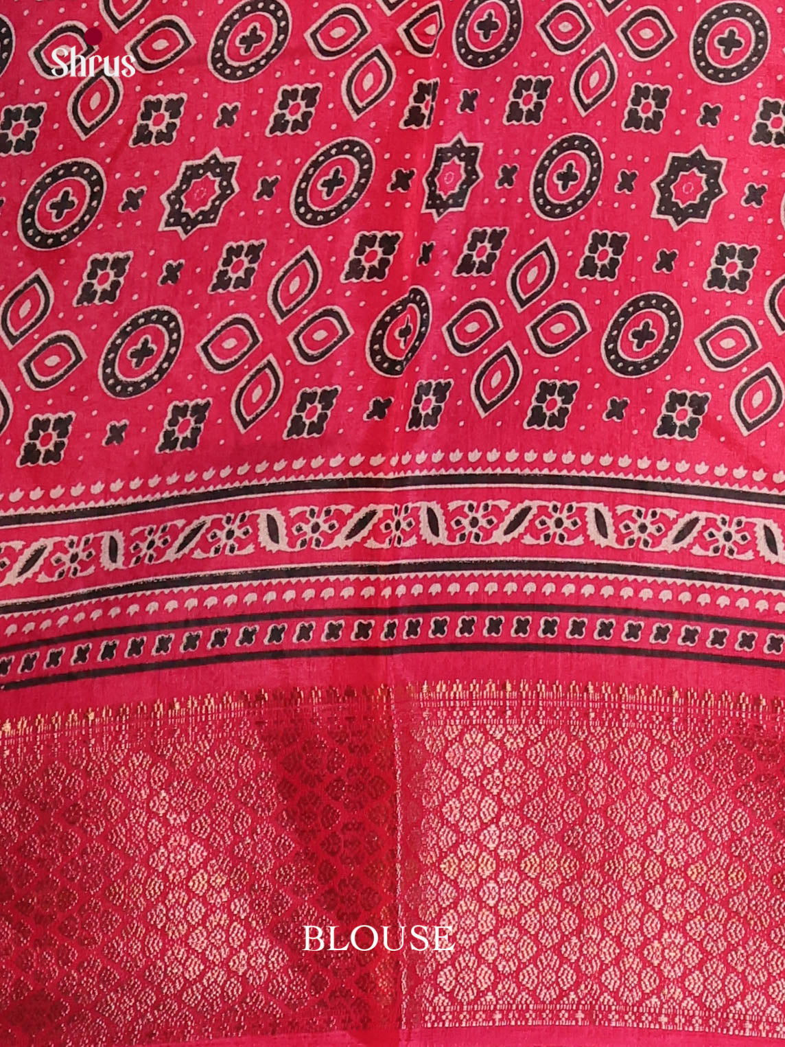 Cream & Pink - Semi Crepe Saree