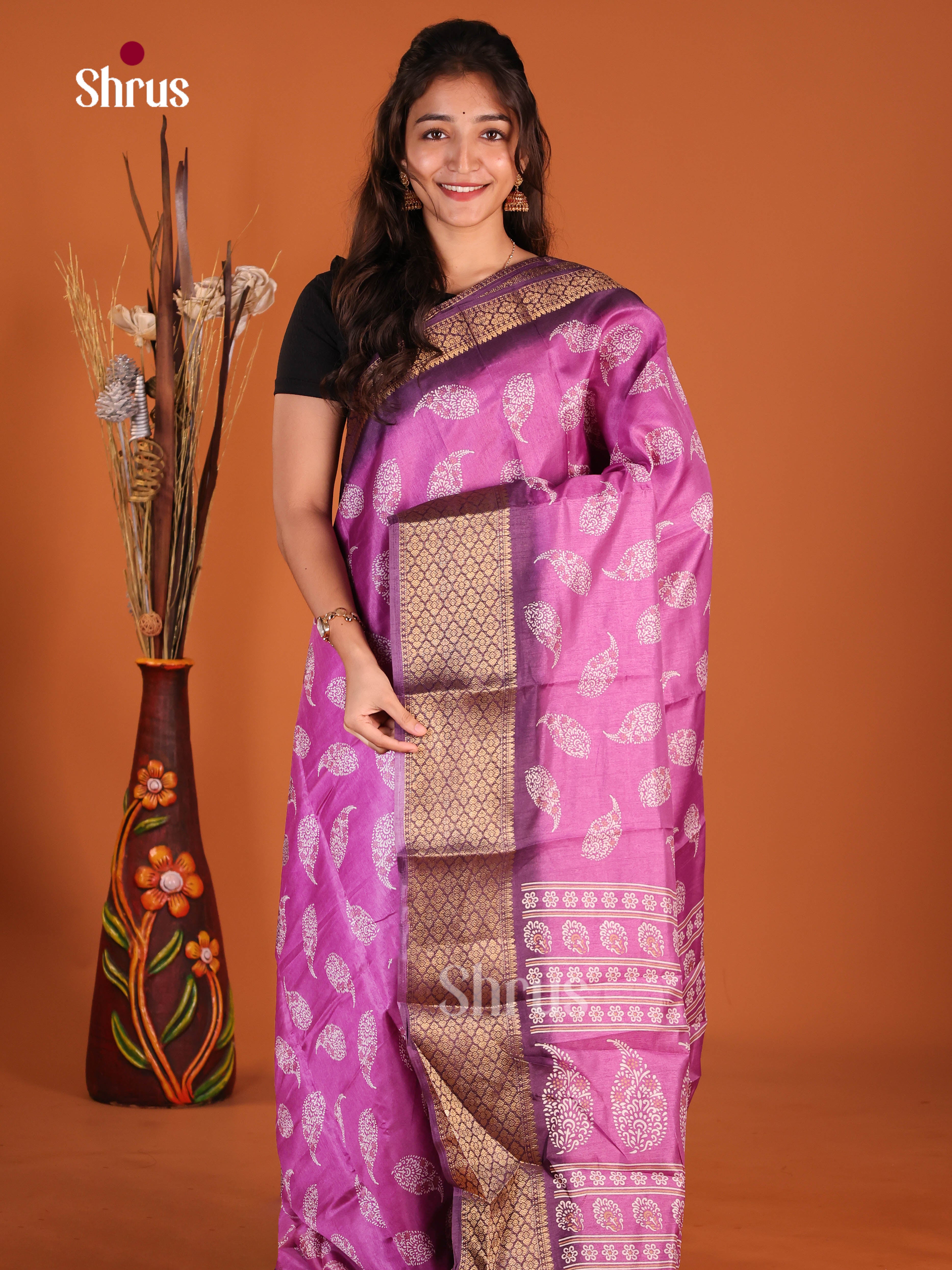 DJS10576 - Semi Crepe Saree - Shop on Shrus.com