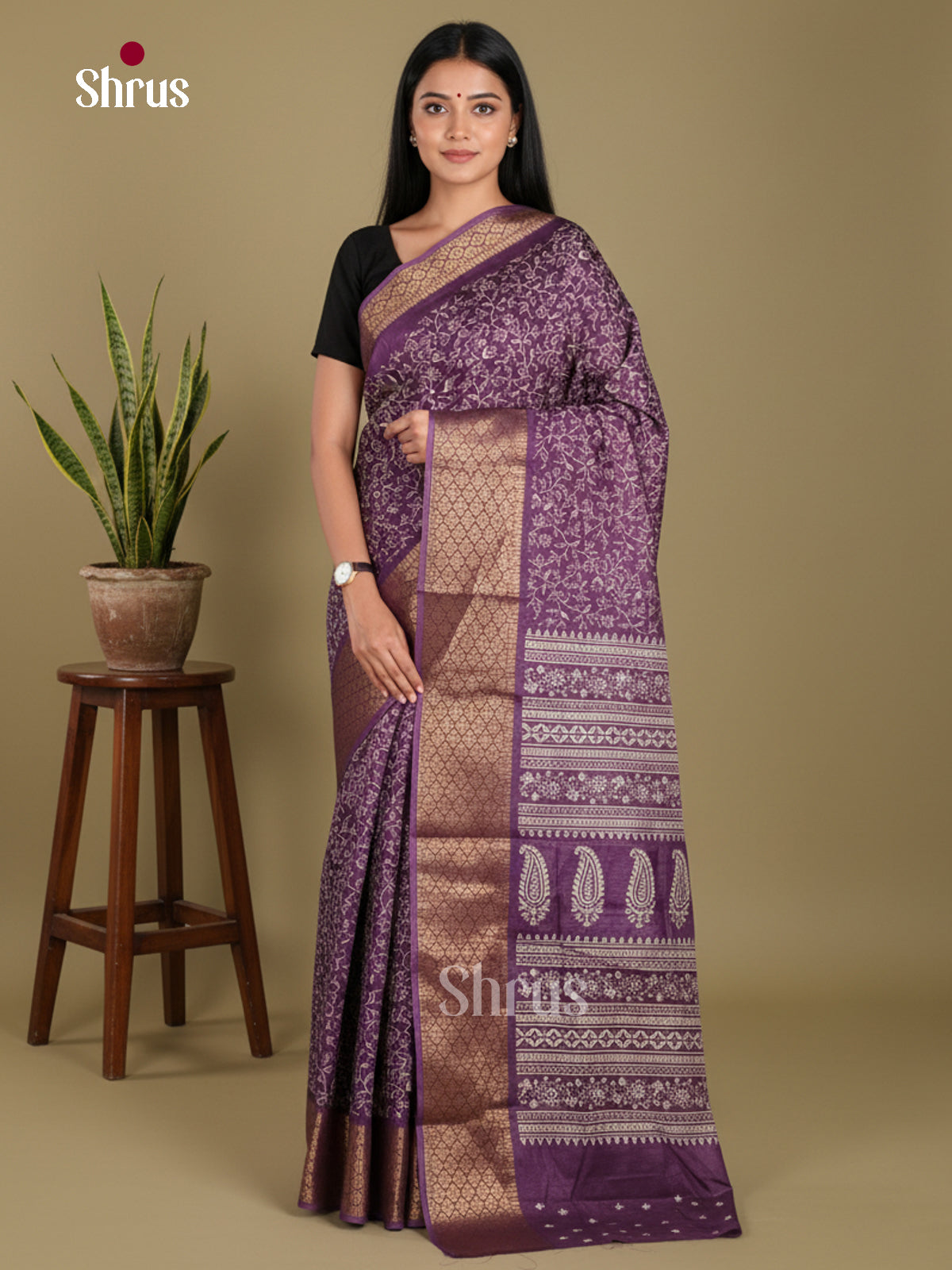 DJS11002 - Semi Crepe Saree - Shop on Shrus.com