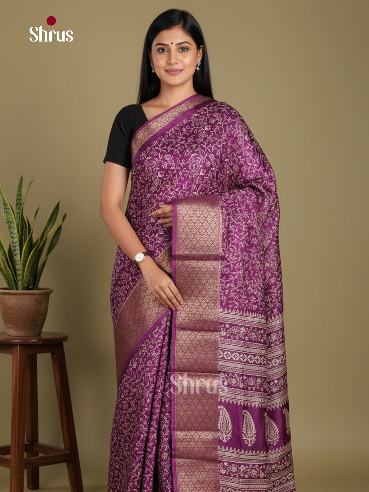 DJS11004 - Semi Crepe Saree - Shop on Shrus.com