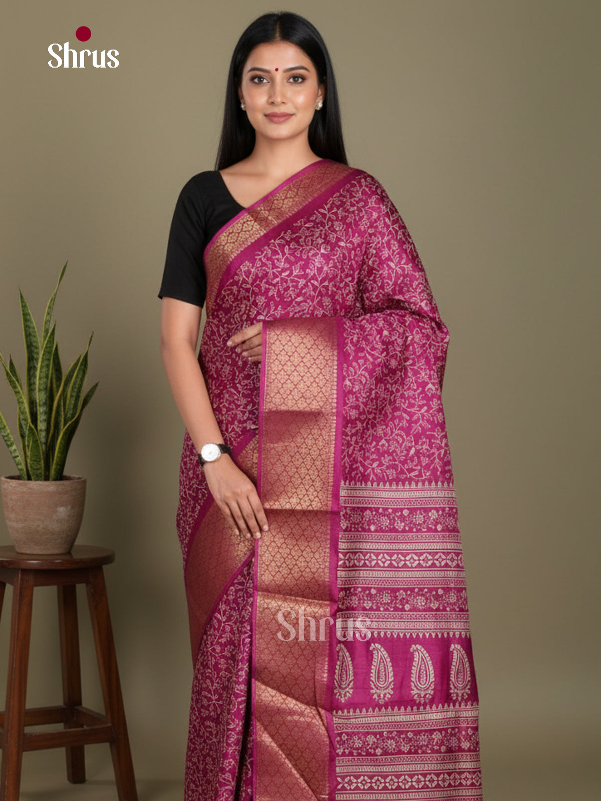 DJS11007 - Semi Crepe Saree - Shop on Shrus.com