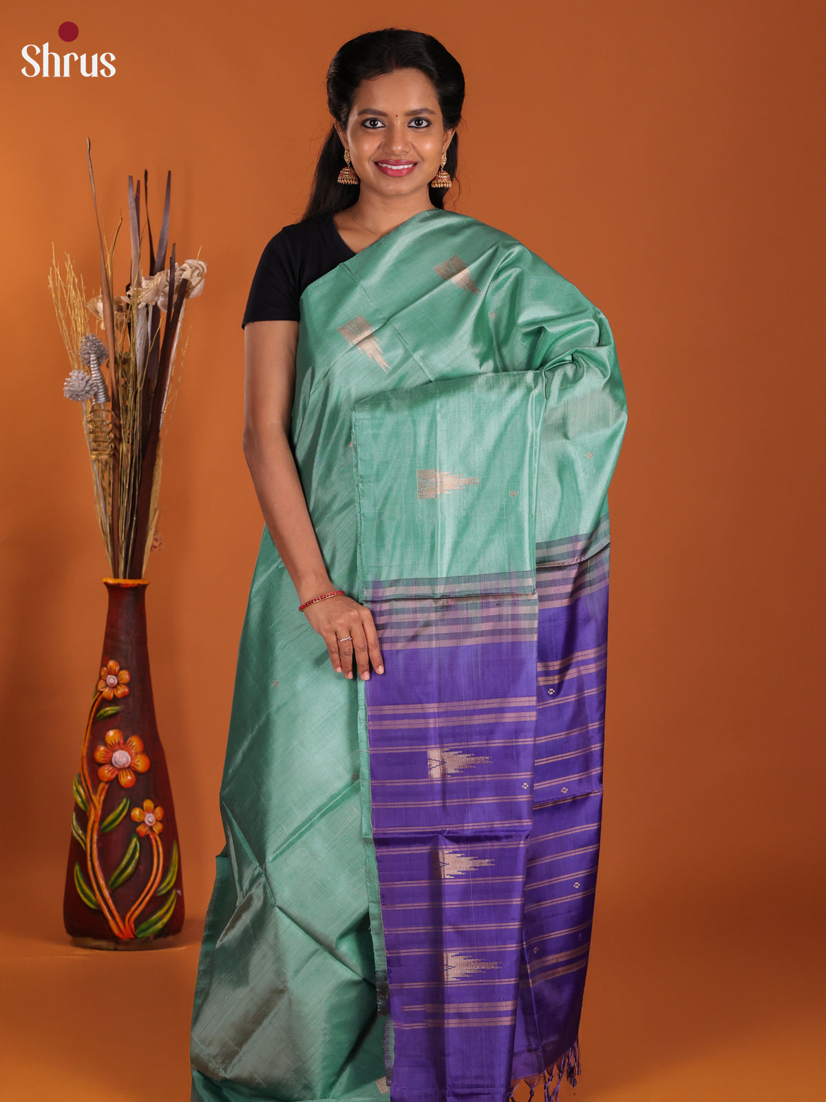 Green & Blue - Banana Pith Saree