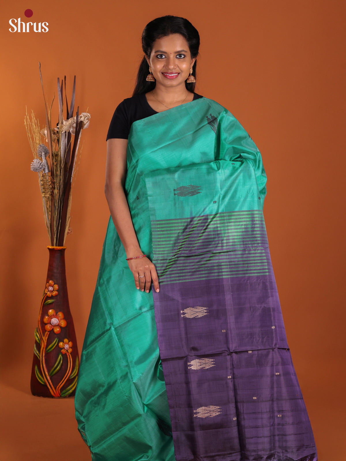 Green & Blue - Banana Pith Saree