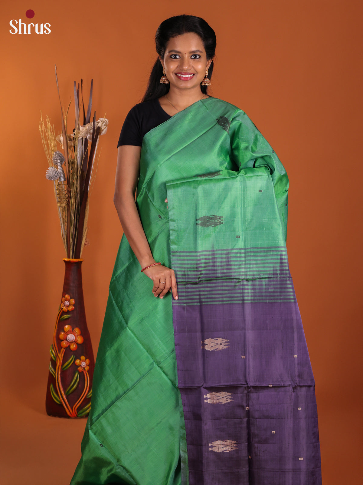 Green & Blue - Banana Pith Saree