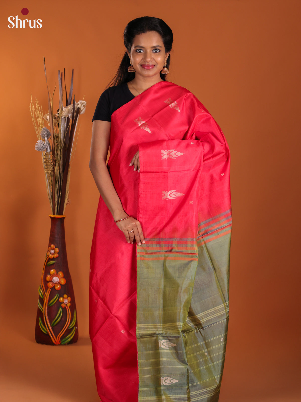 Red & Green- Banana Pith Saree