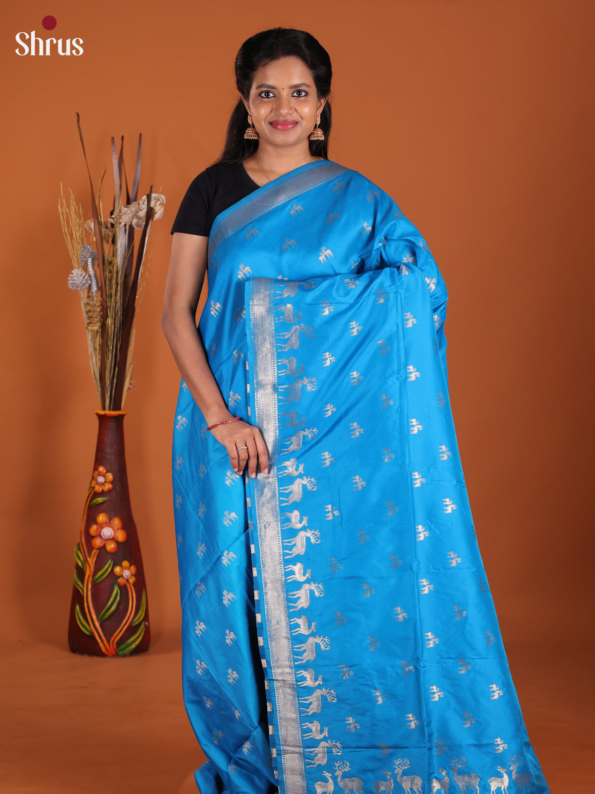 Blue - Semi Softsilk Saree