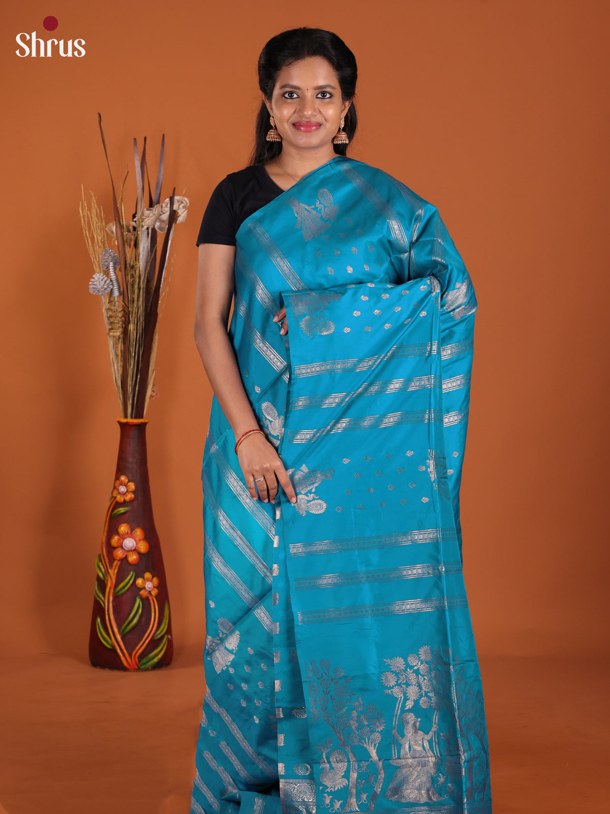 Blue - Semi Softsilk Saree