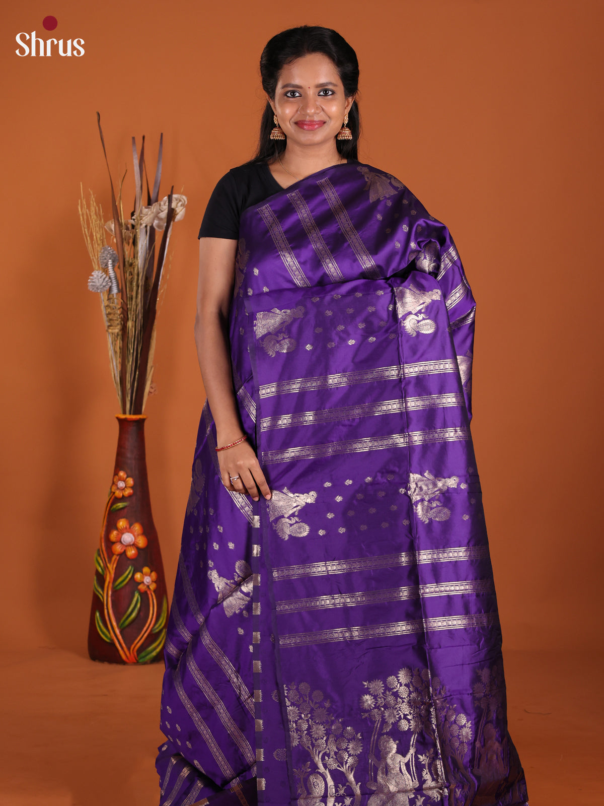 Violet- Semi Softsilk Saree