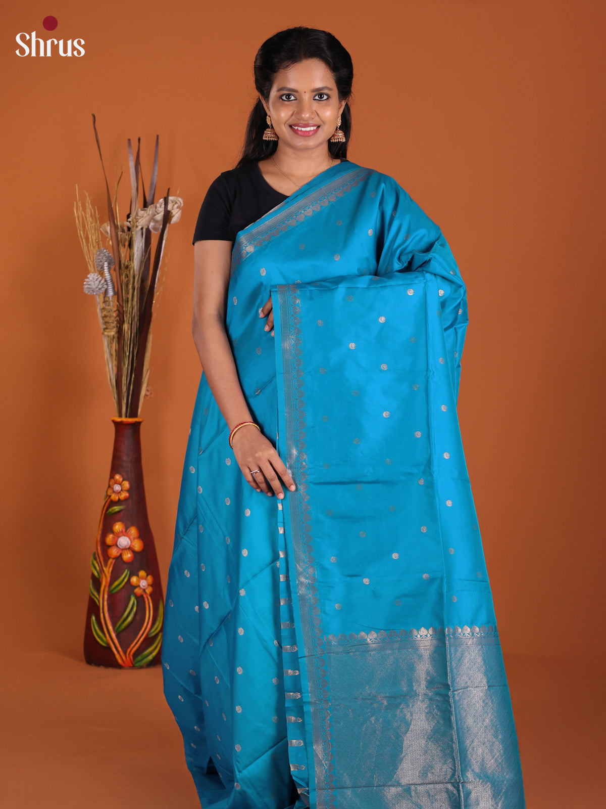 Blue- Semi Softsilk Saree