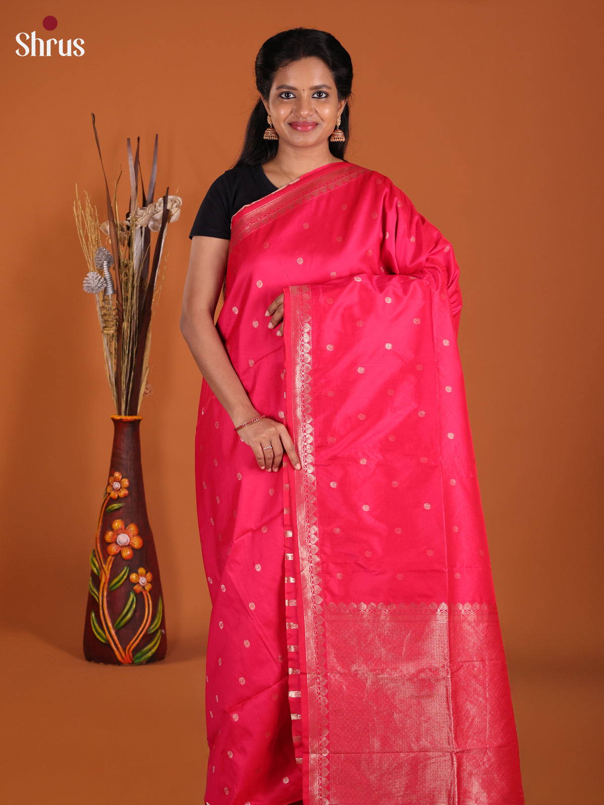 Pink - Semi Softsilk Saree