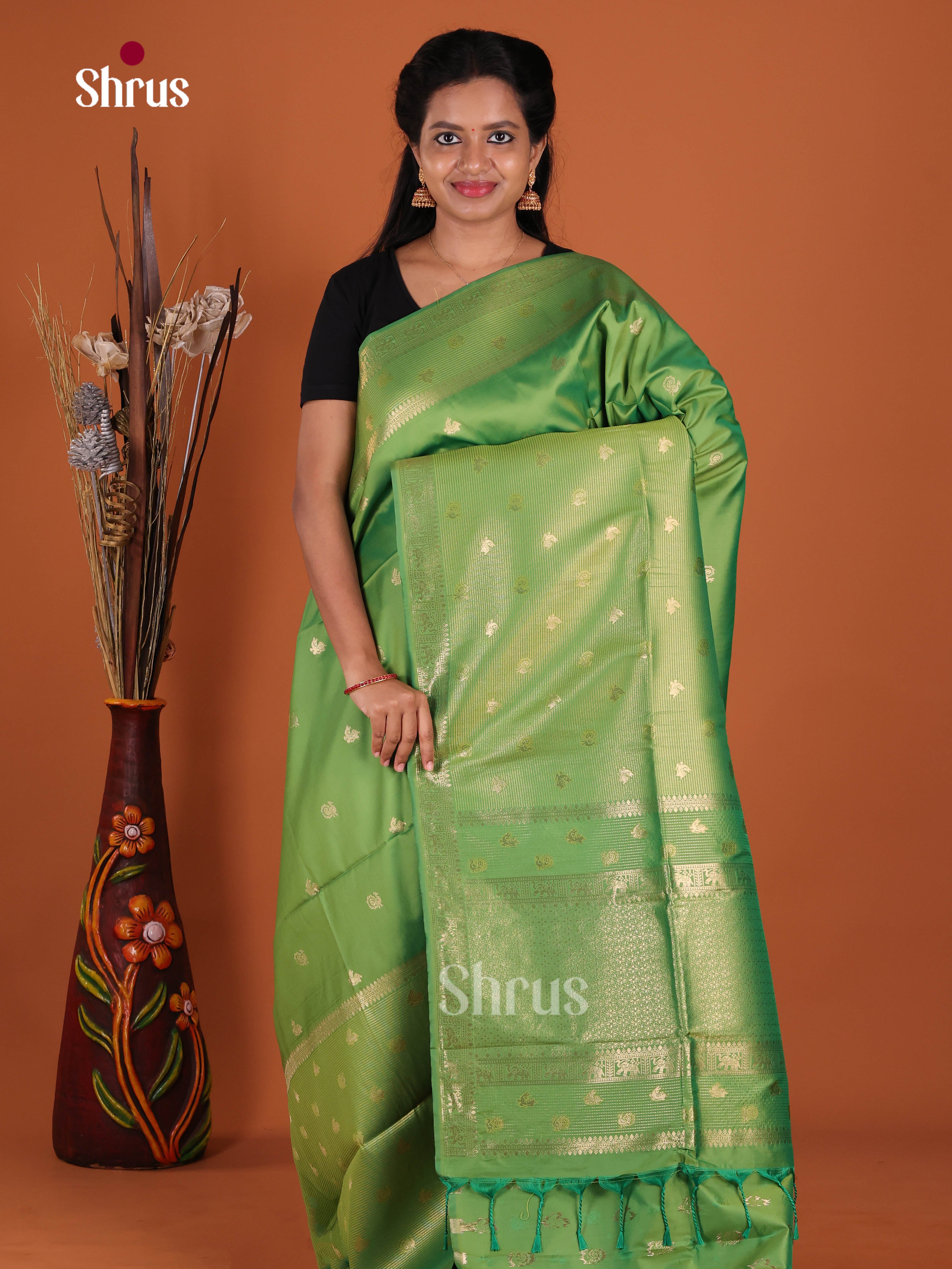 Green - Semi Softsilk Saree