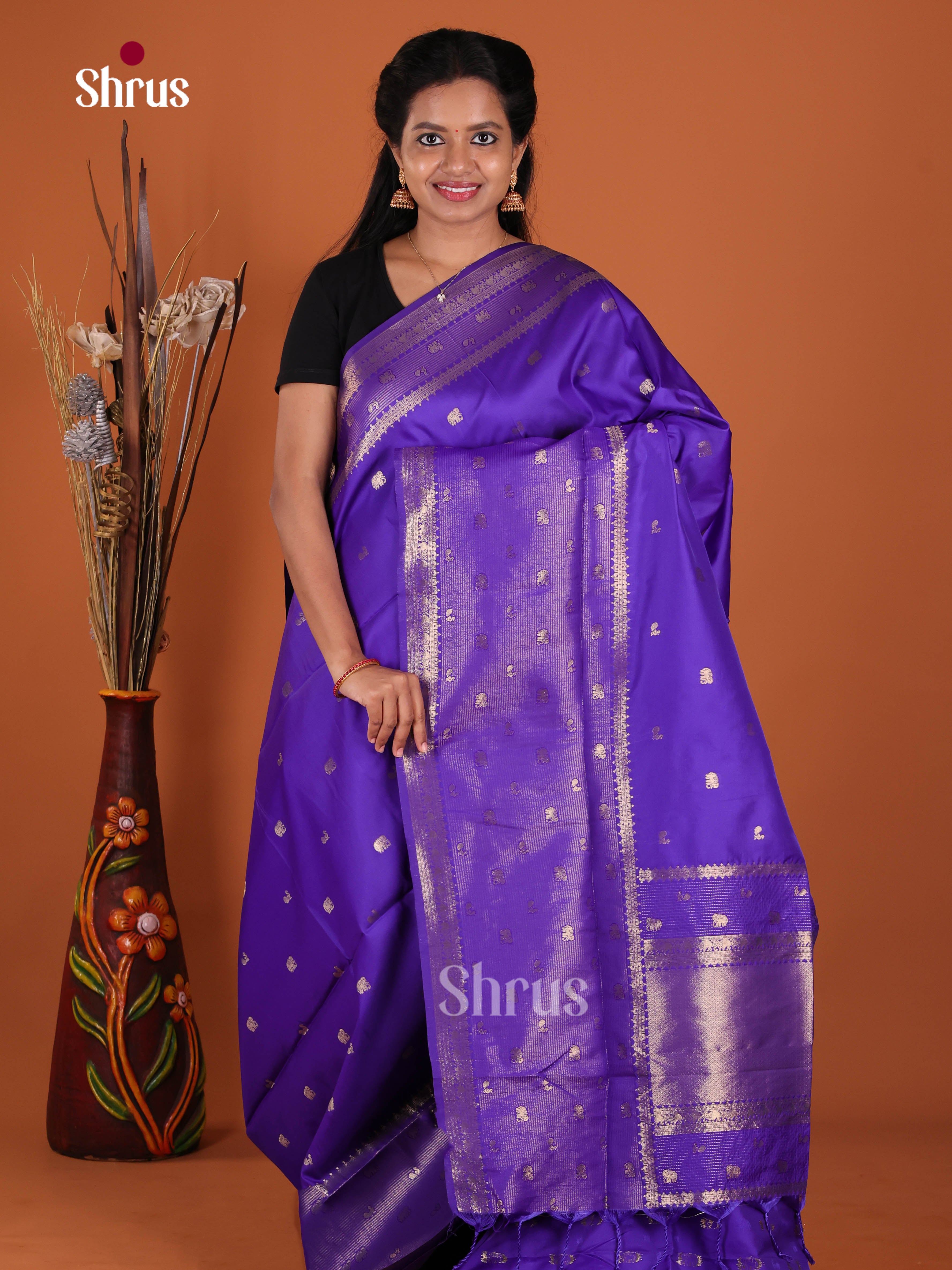 Blue - Semi Softsilk Saree