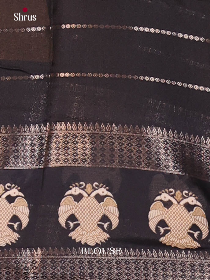 Yellow & Black- Semi Mysoresilk Saree