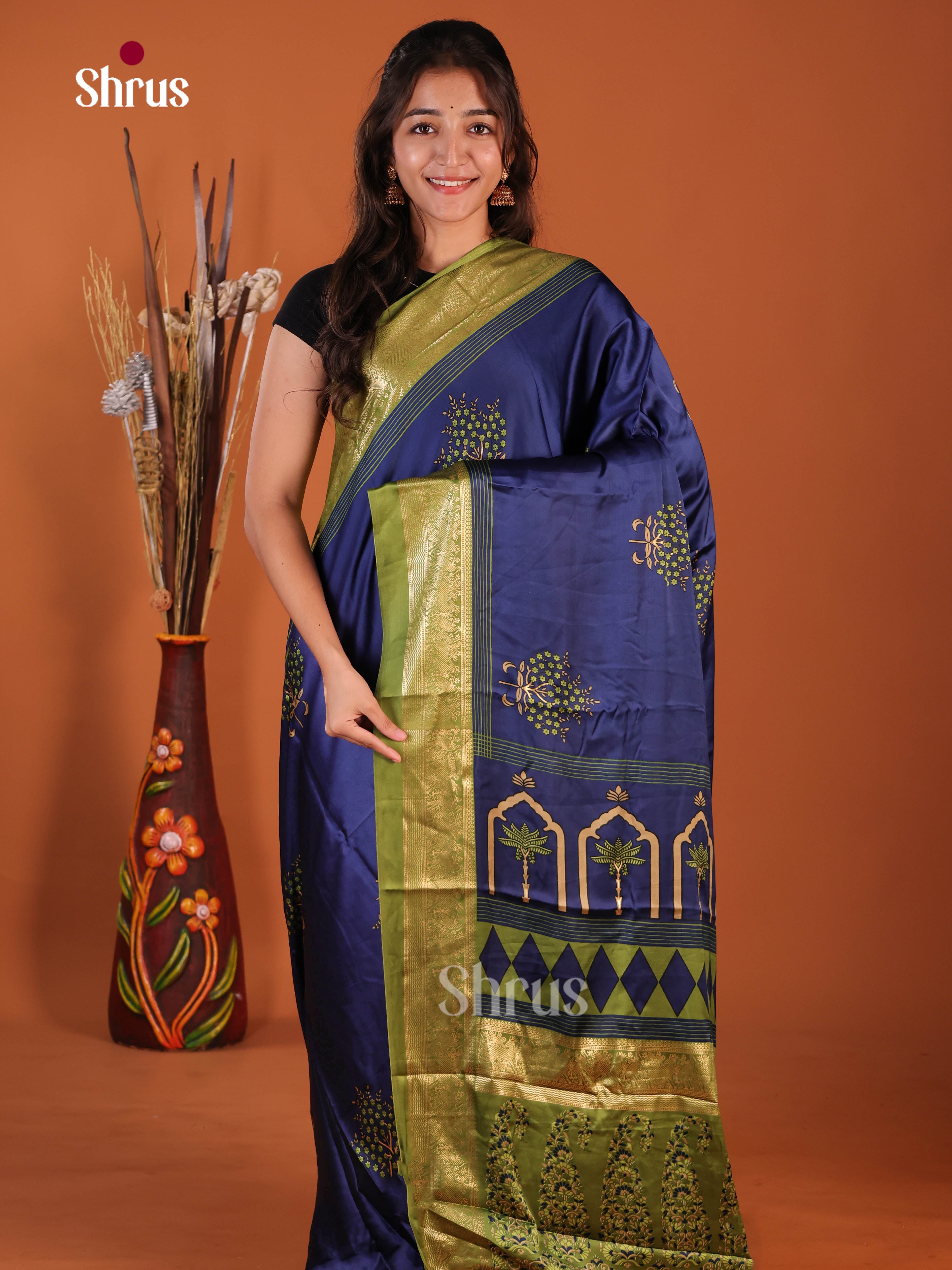 Blue & Green - Semi Modal Saree