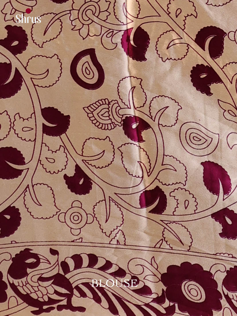 Purple & Cream - Semi Modal Saree