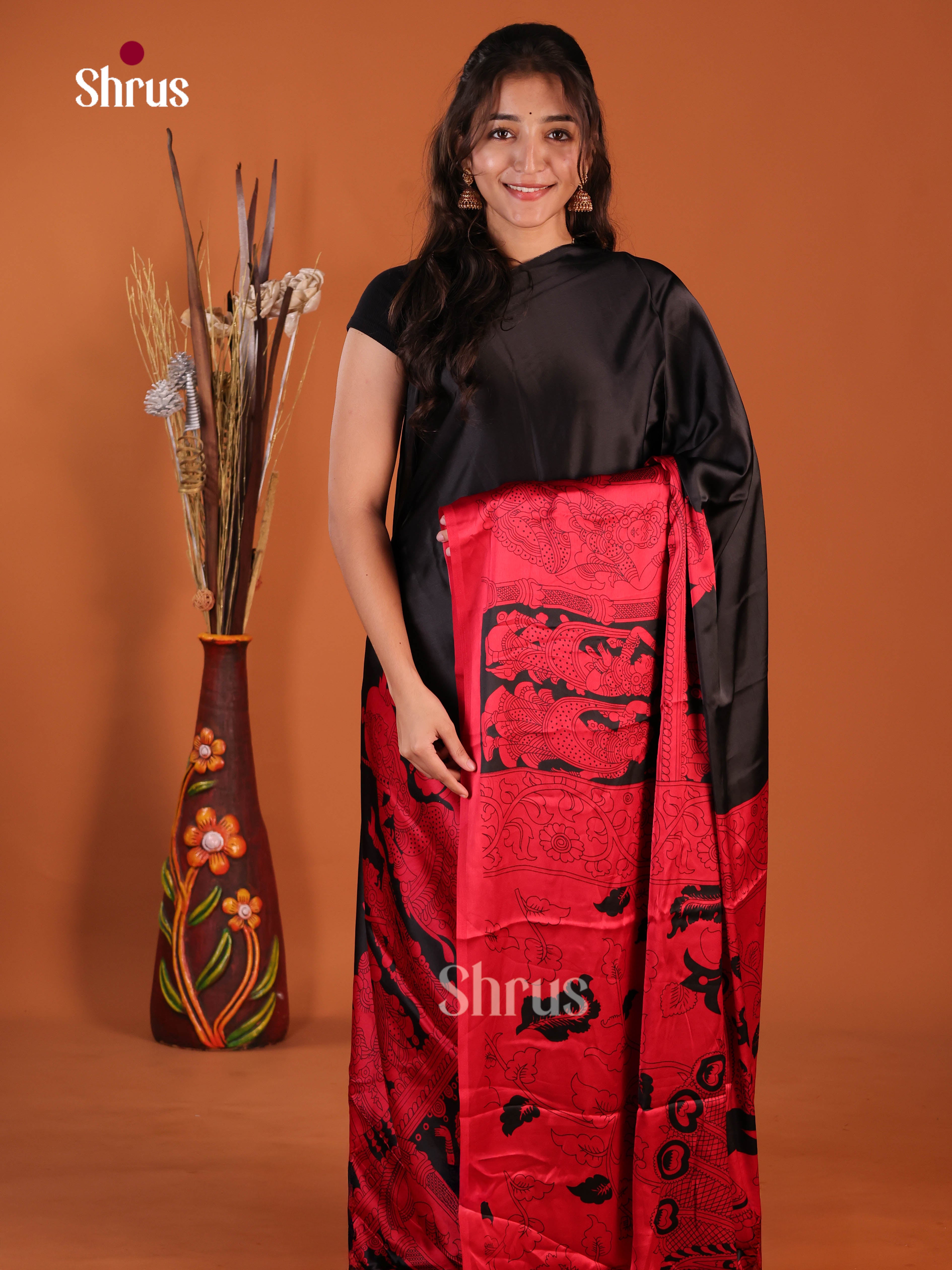 Black & Red - Semi Modal Saree