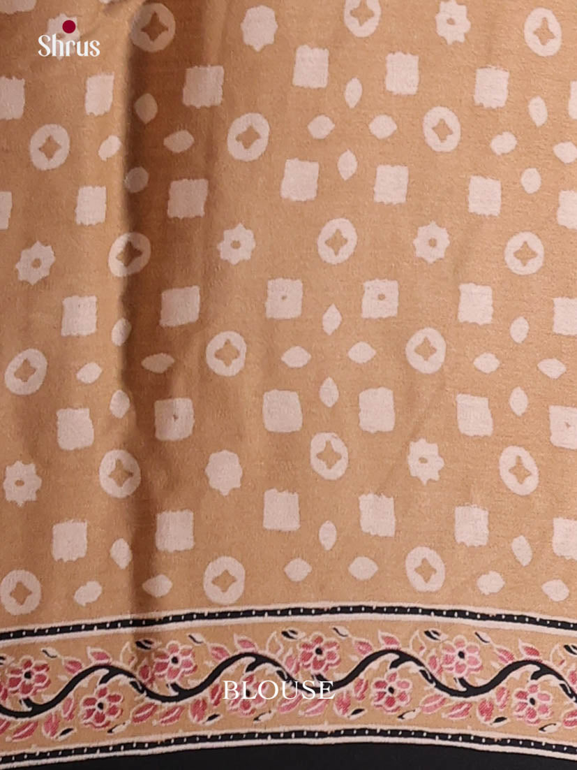 Black & Light Brown- Semi Modal Saree